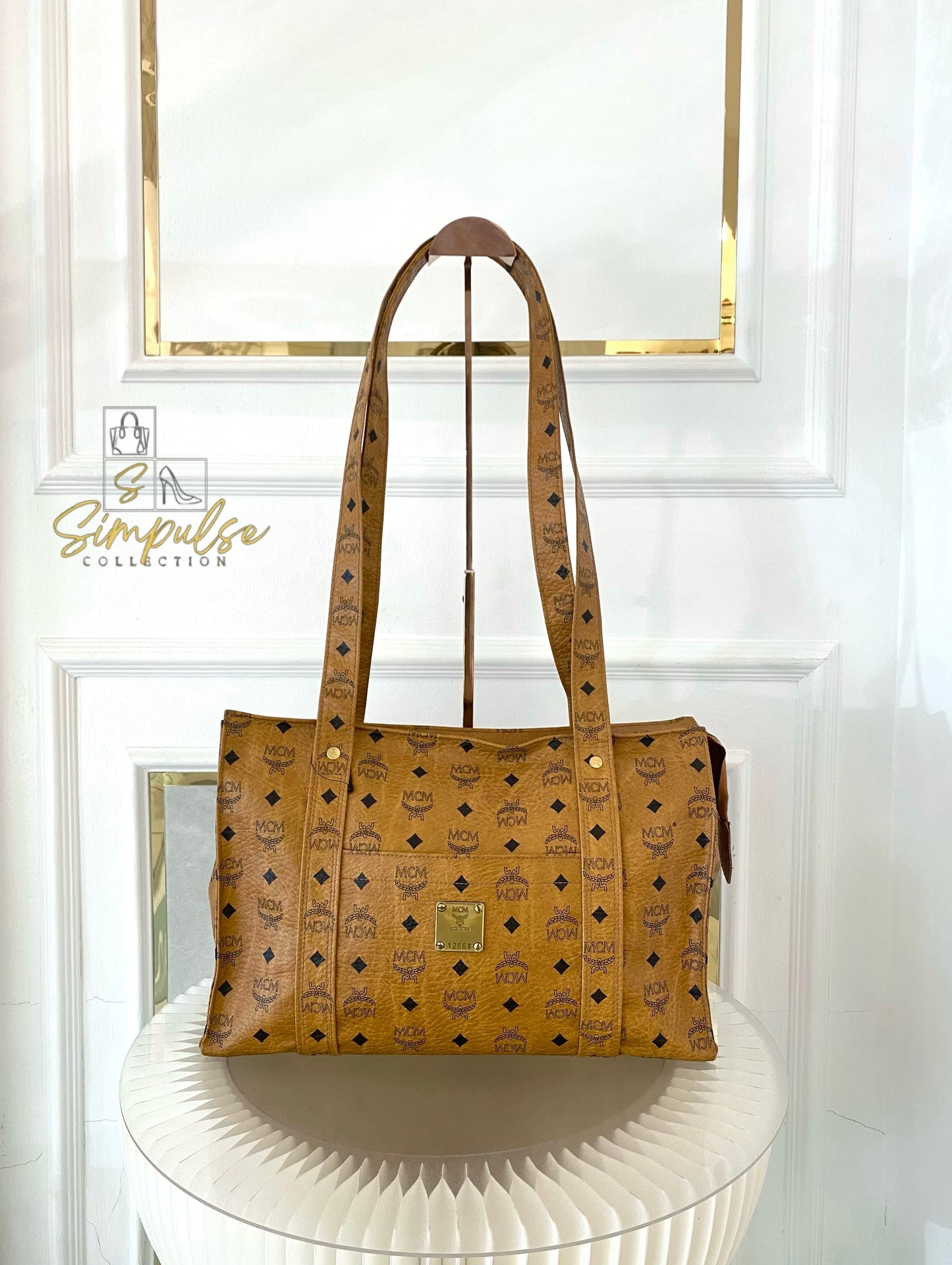 MCM Visetos Monogram Brown Tote Bag