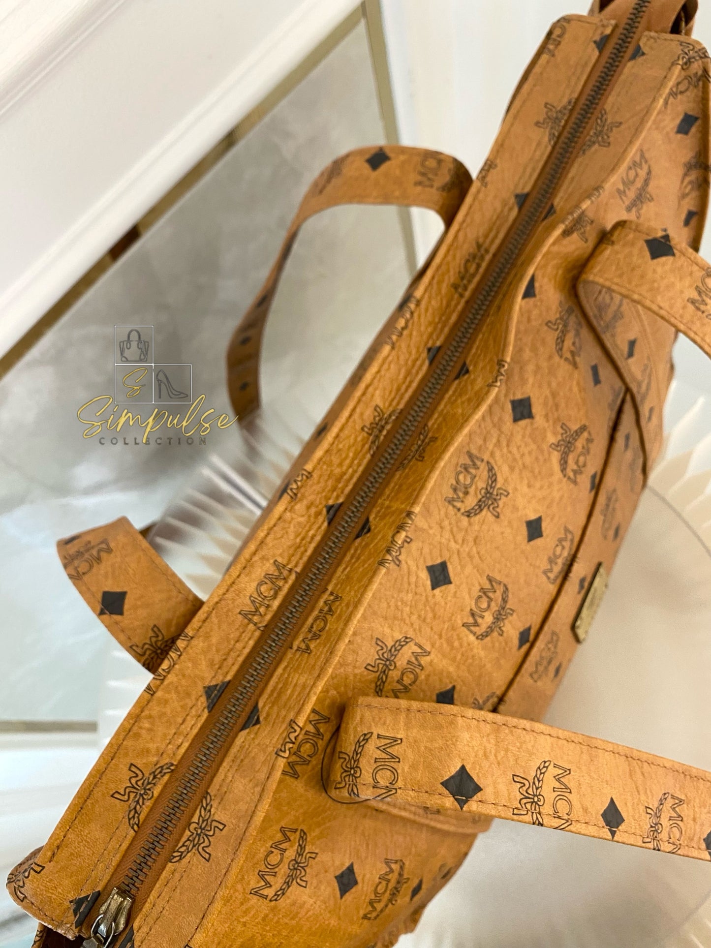MCM Visetos Monogram Brown Tote Bag
