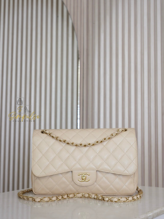 CHANEL JUMBO DOUBLE FLAP BEIGE CAVIAR