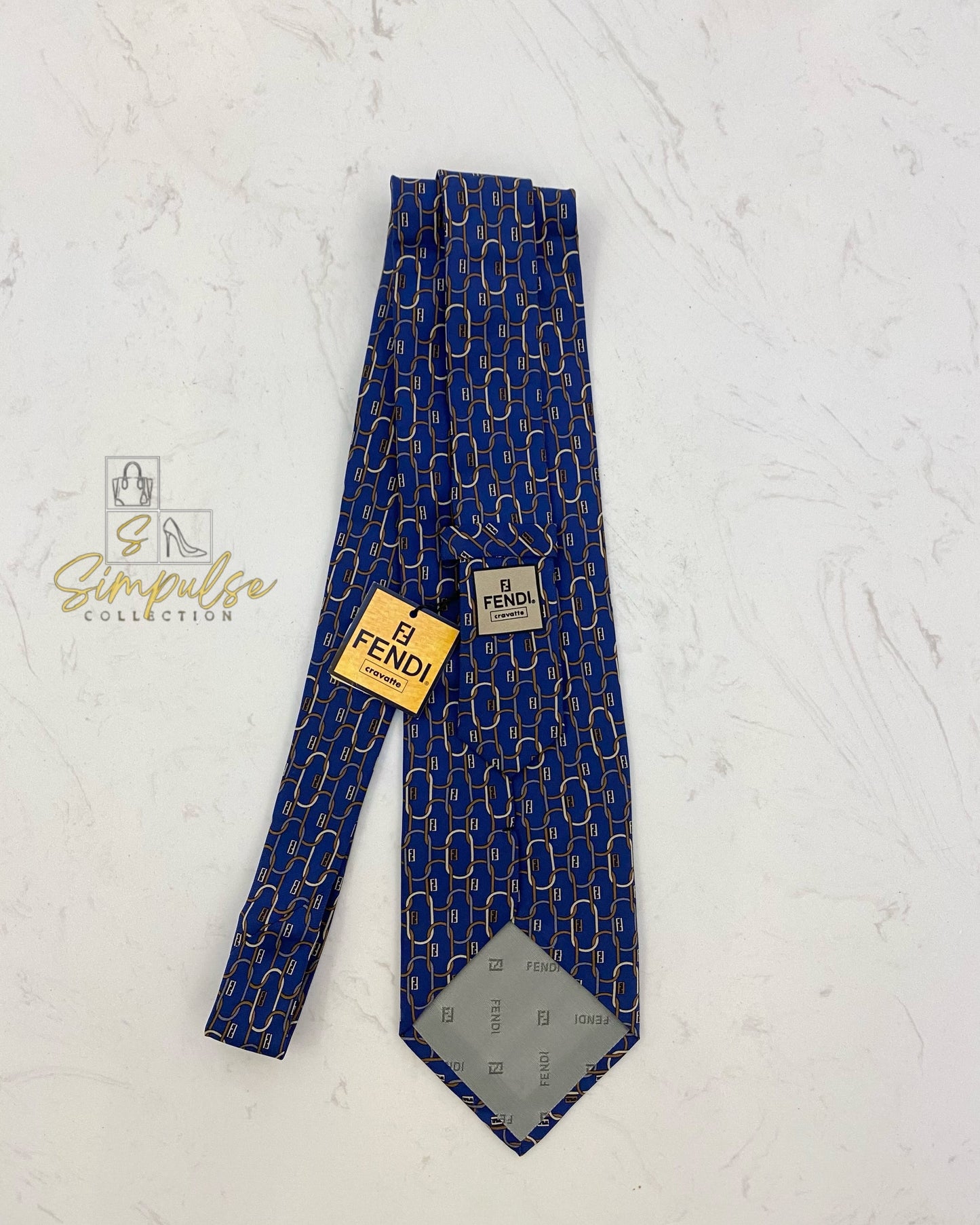 FENDI BLUE TIE  ALL OVER NECKTIE