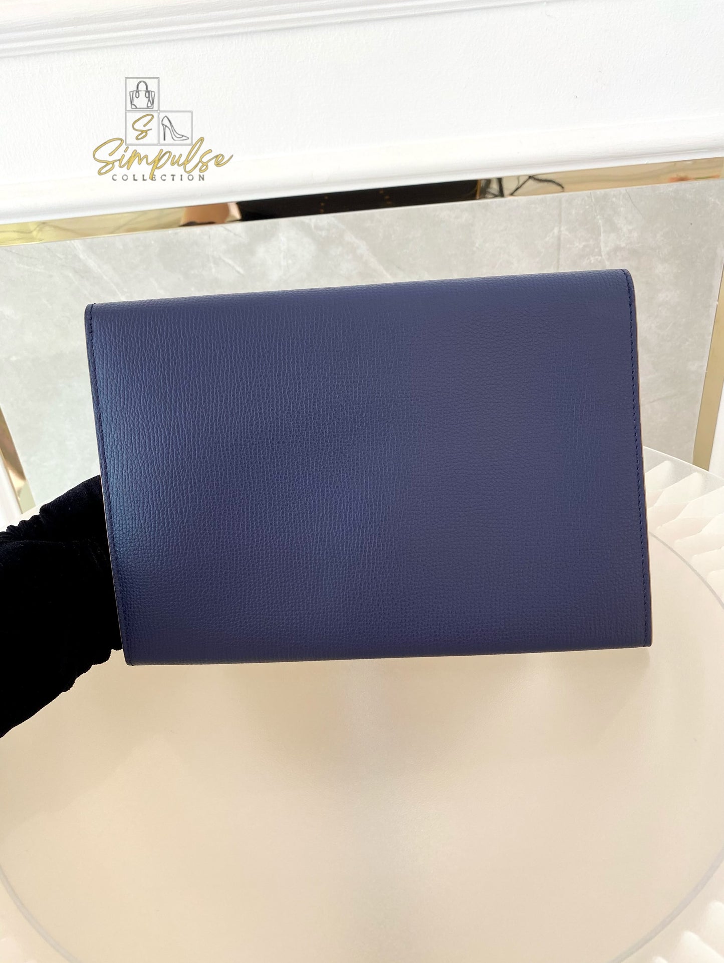 Salvatore Ferragamo Navy Blue Envelope
