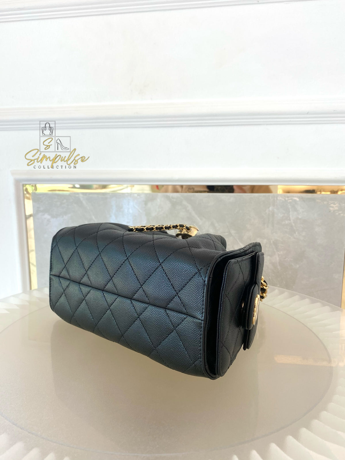 CHANEL C25 MINI CAVIAR BLACK GHW