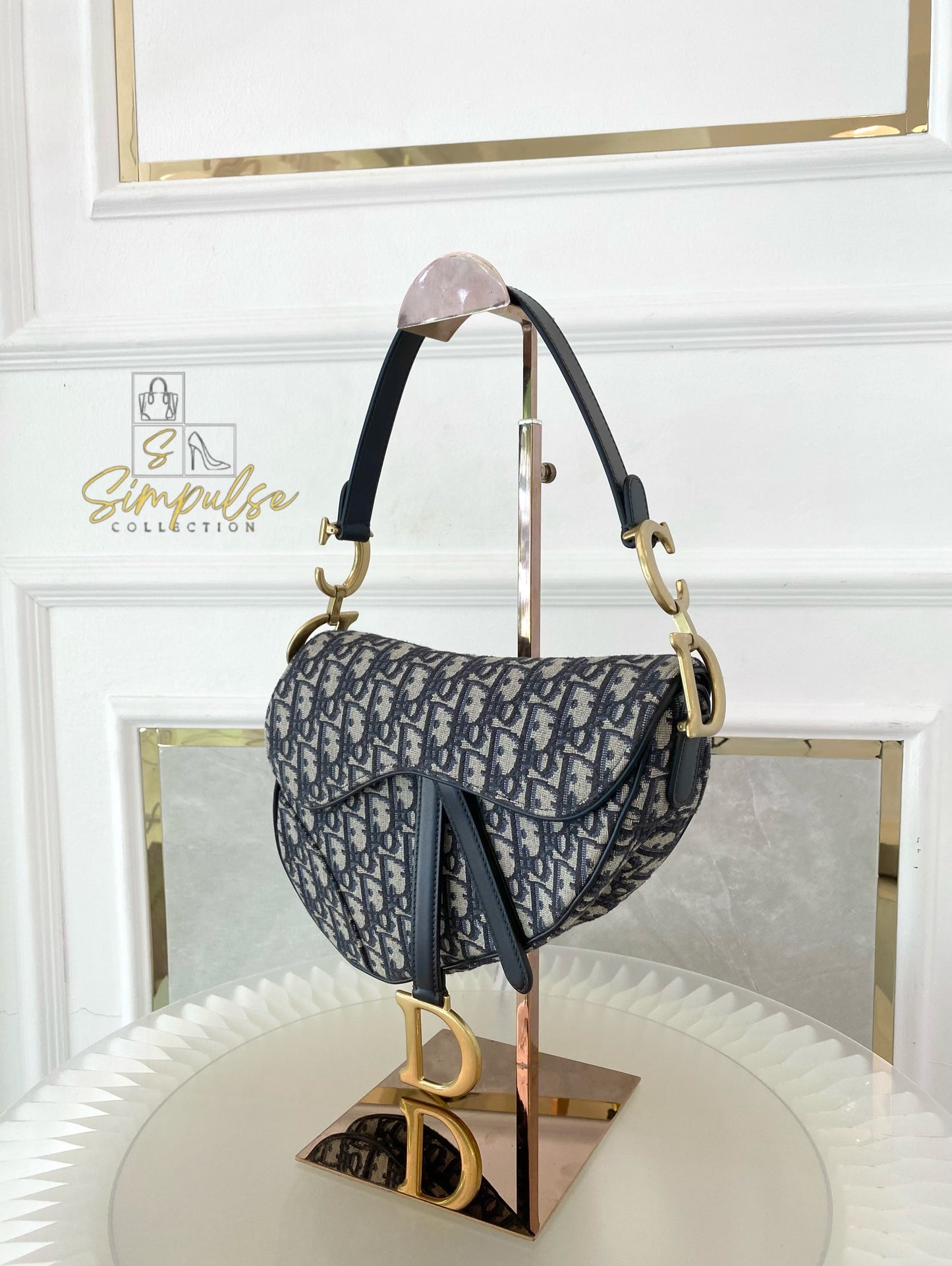 Dior Saddle Medium Blue in GHW