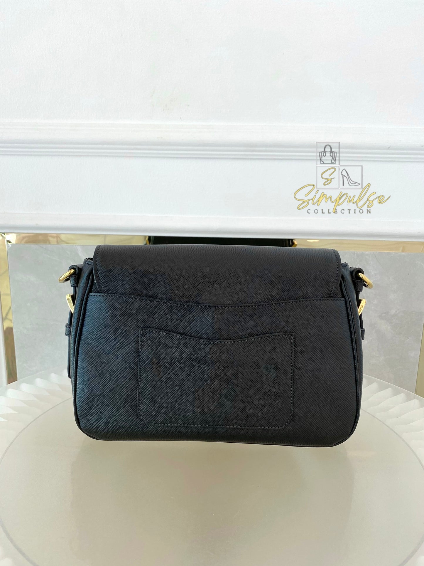 PRADA BLACK DAINO FLAP CROSSBODY BAG