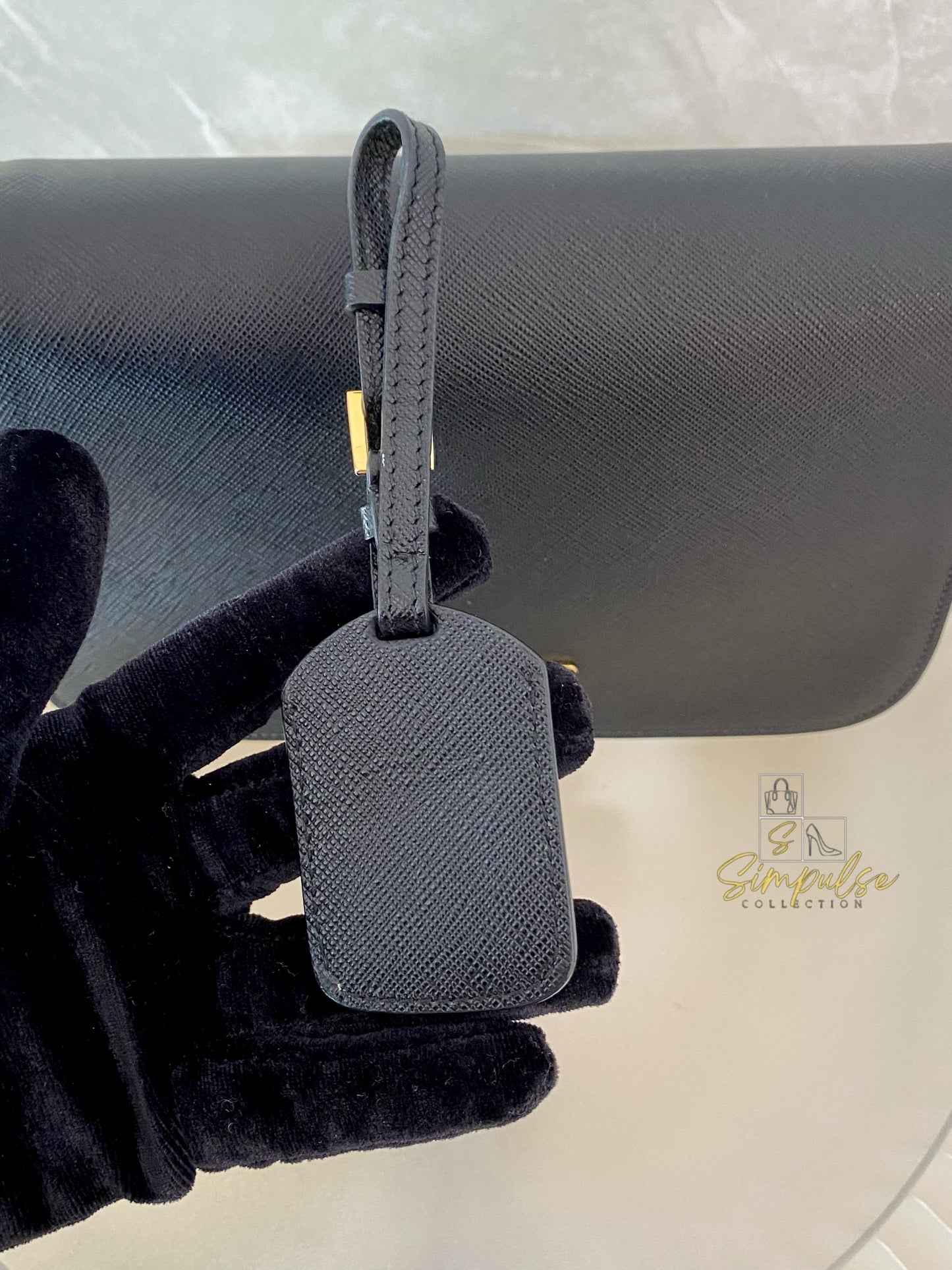 PRADA BLACK DAINO FLAP CROSSBODY BAG