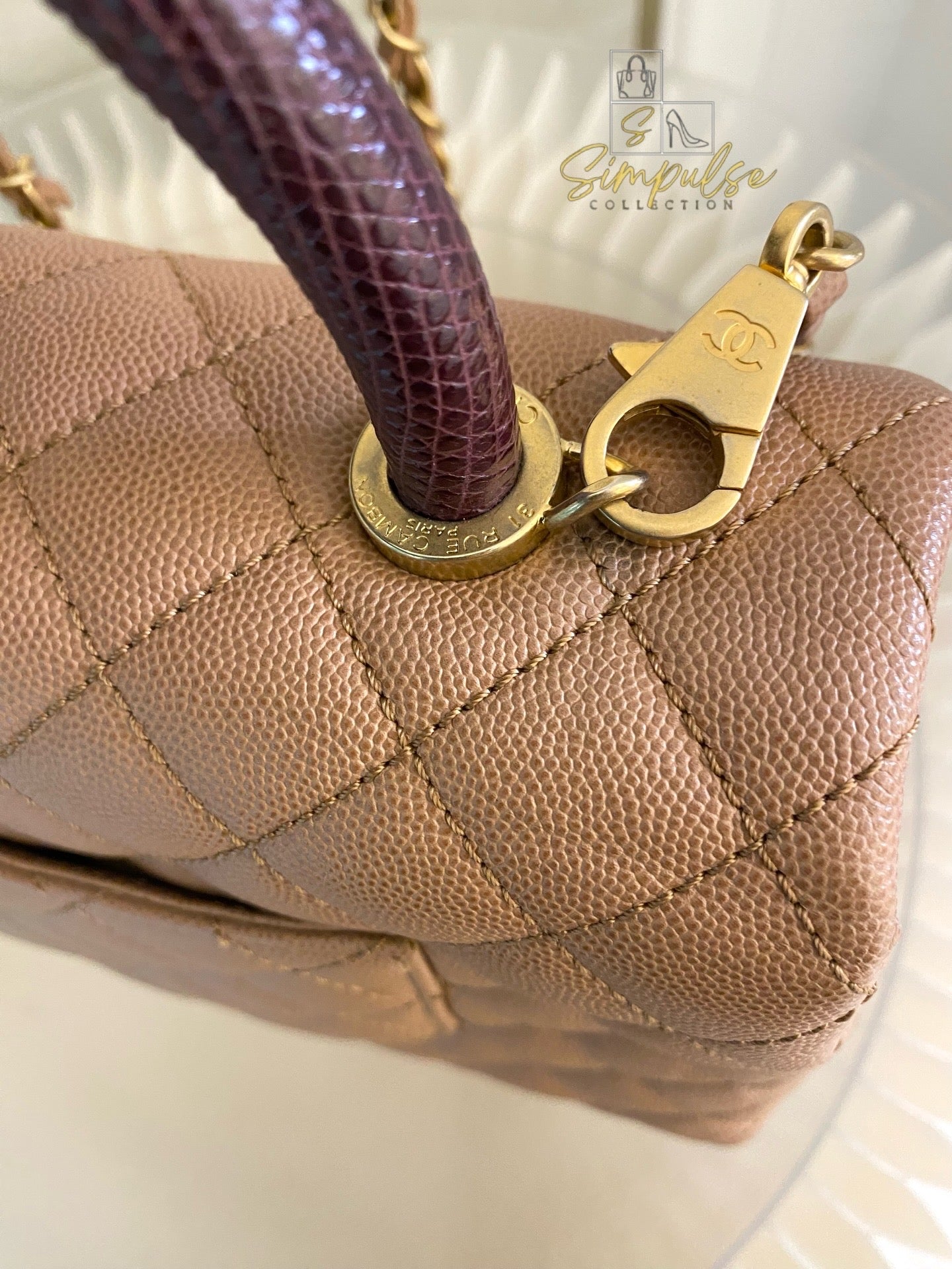 Chanel Coco Lizard Medium Top Handle