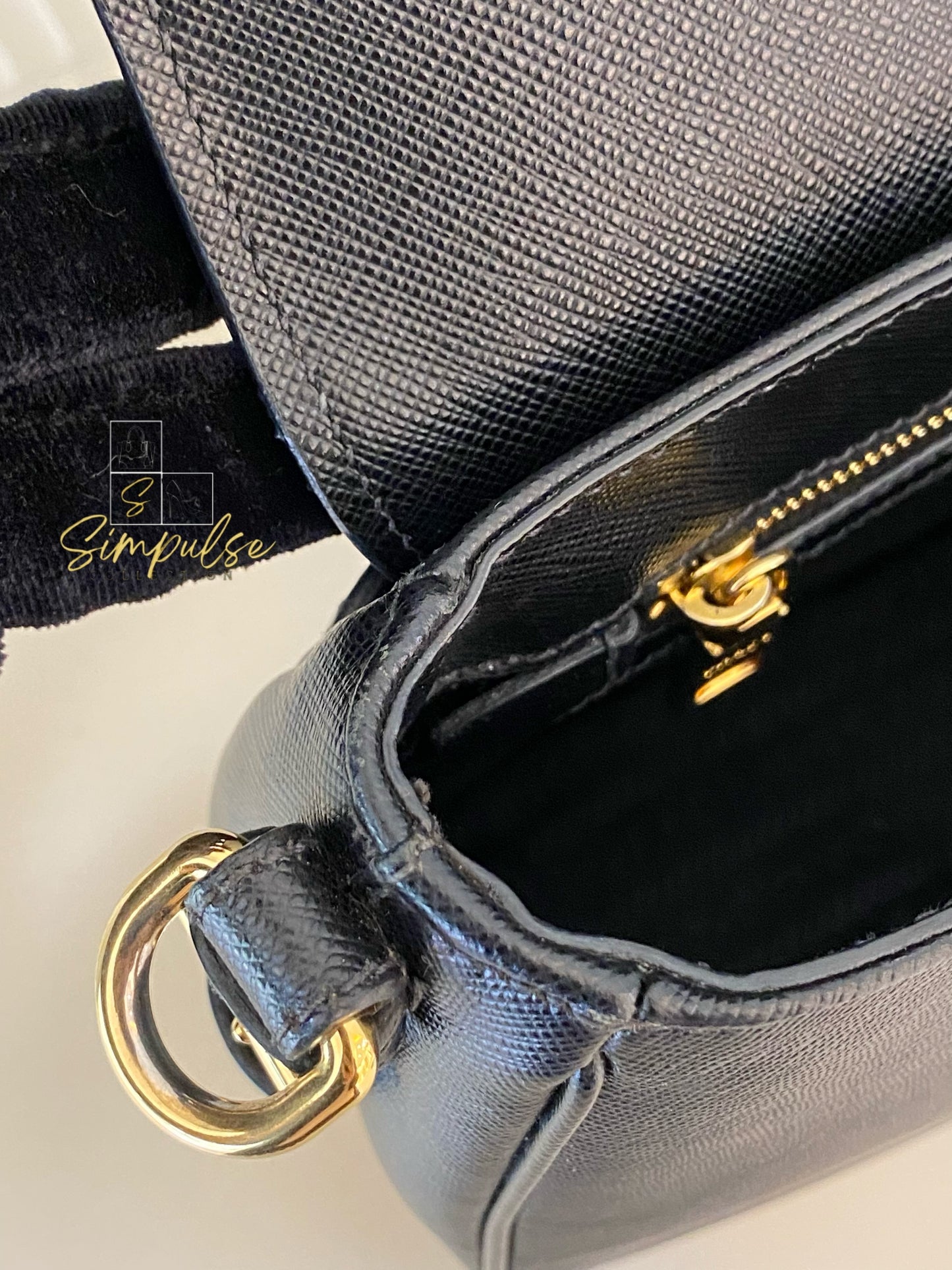 PRADA BLACK DAINO FLAP CROSSBODY BAG
