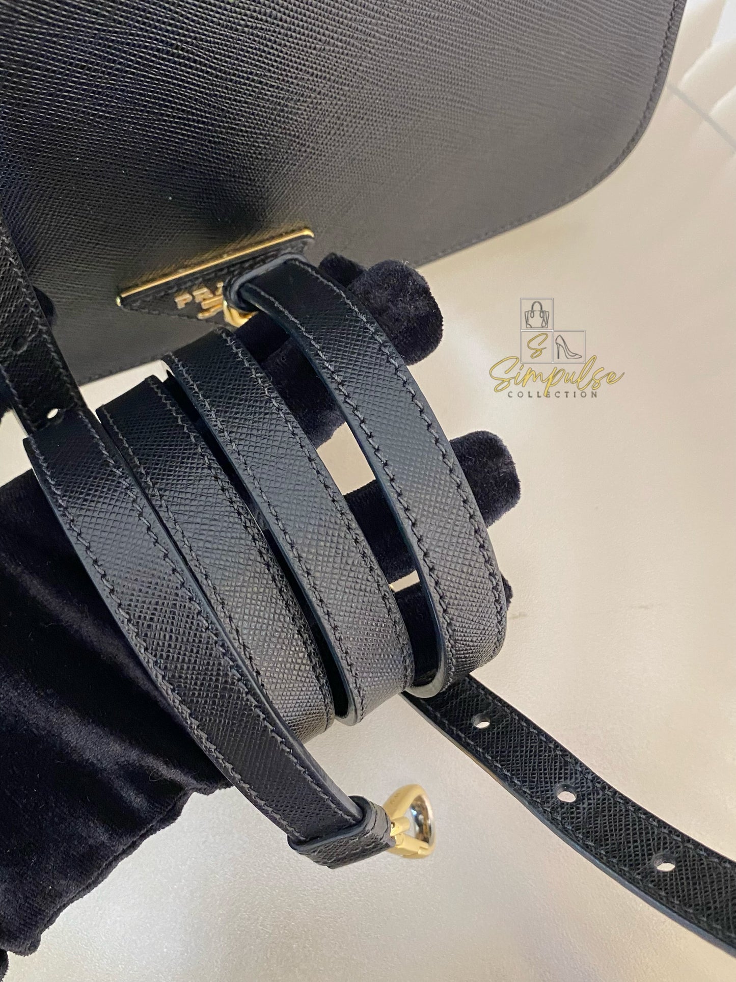 PRADA BLACK DAINO FLAP CROSSBODY BAG