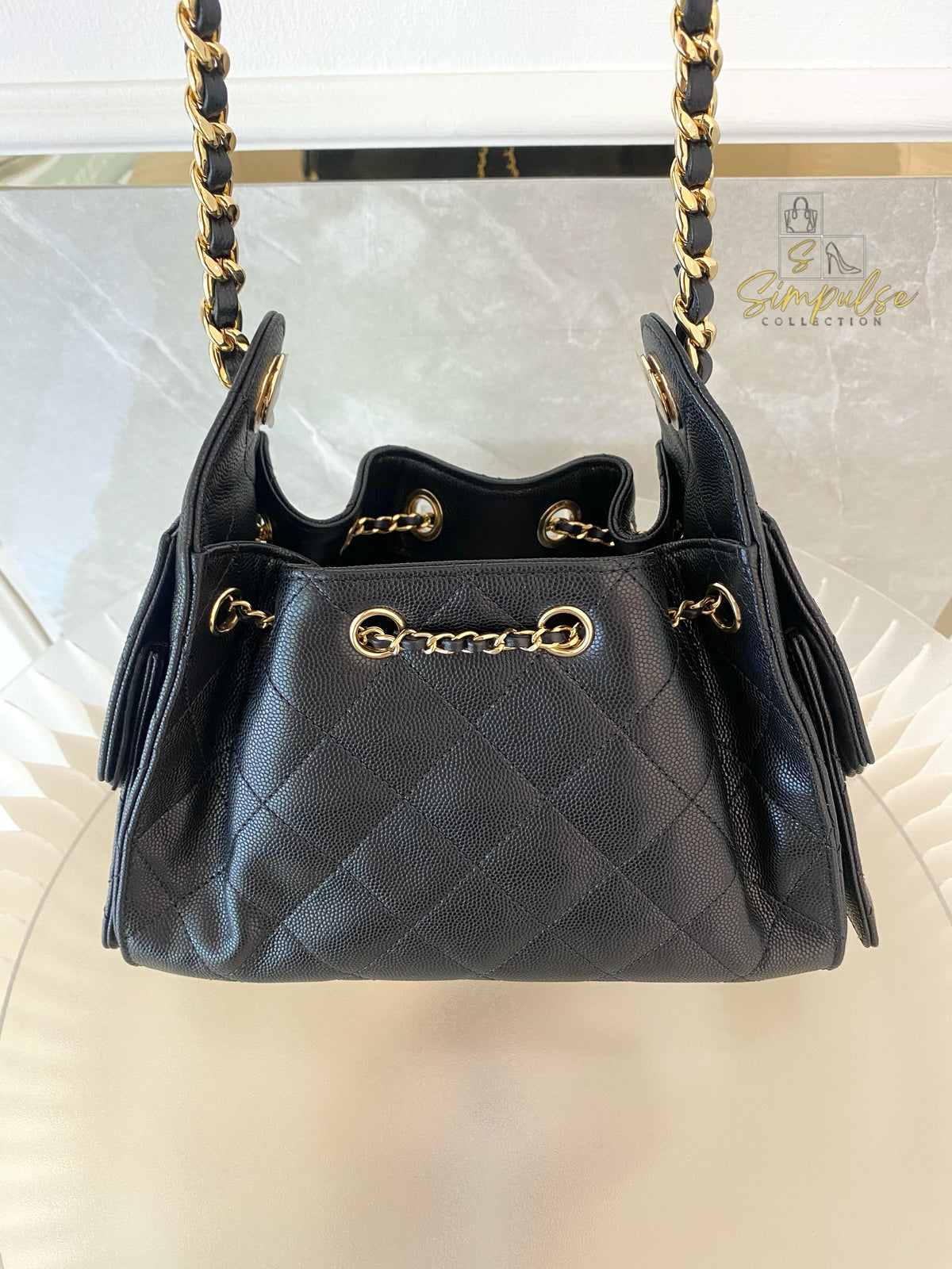 CHANEL C25 MINI CAVIAR BLACK GHW