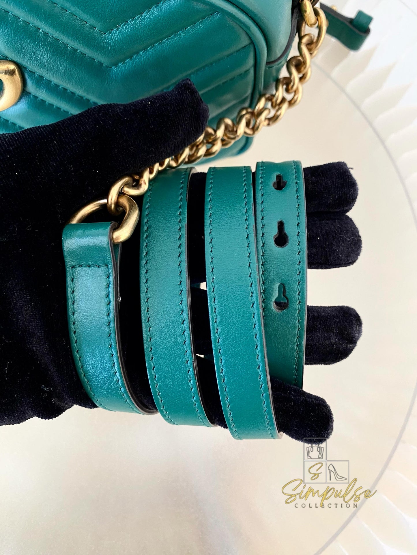 Gucci Marmont Calfskin Matelasse Small Gg Green