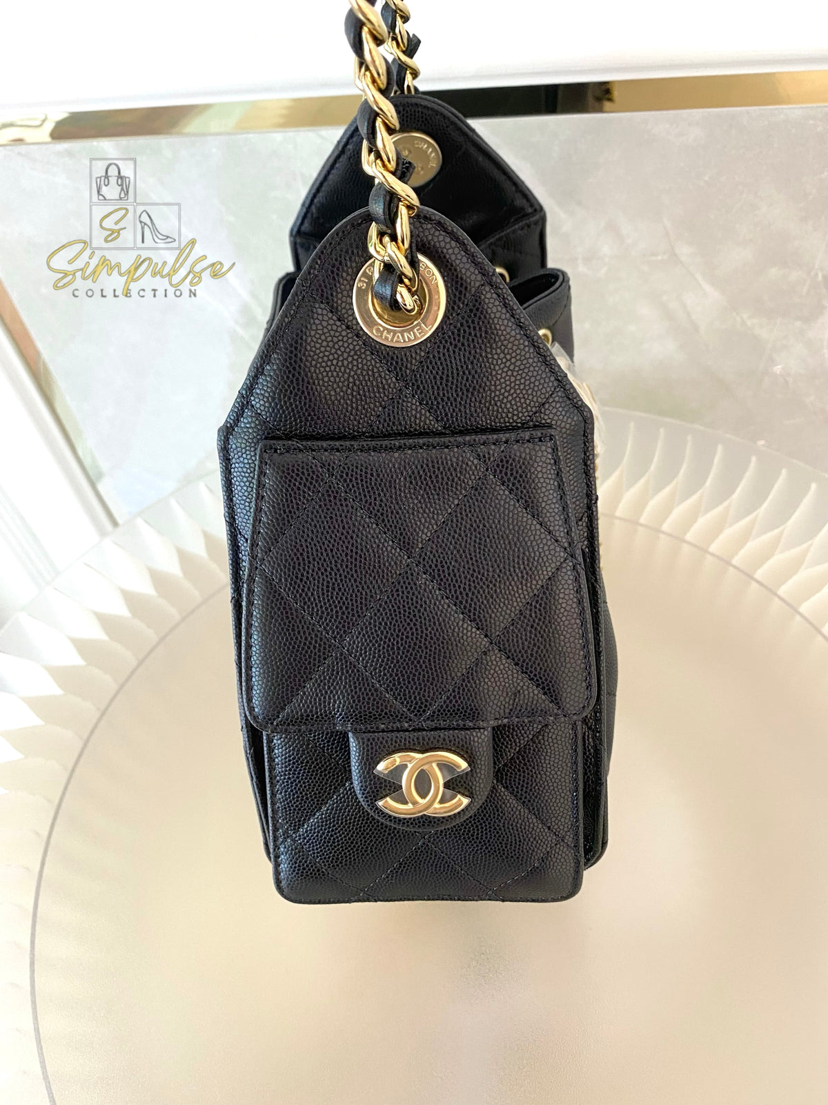 CHANEL C25 MINI CAVIAR BLACK GHW