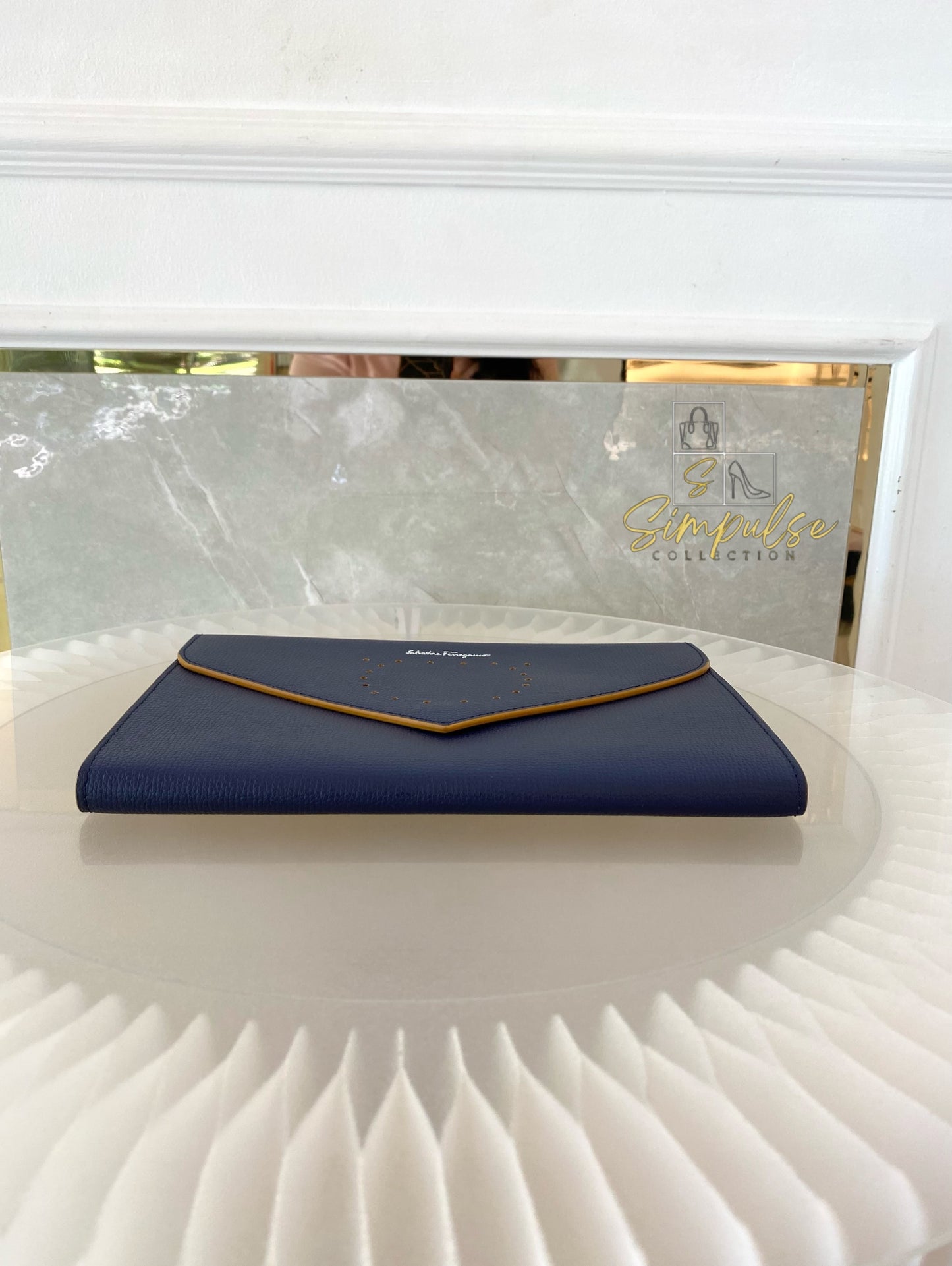 Salvatore Ferragamo Navy Blue Envelope