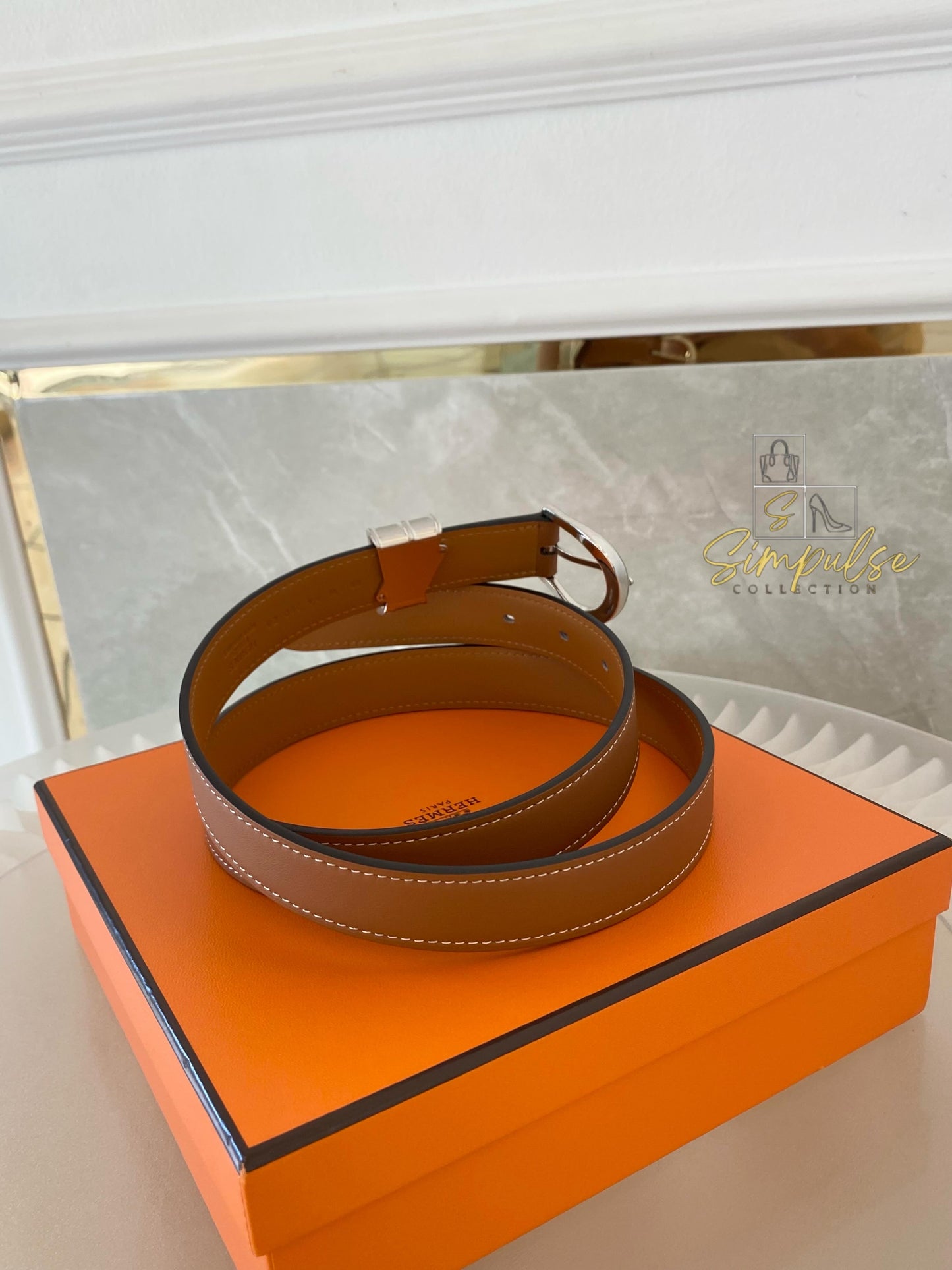 Hermes Gold Tan Belt