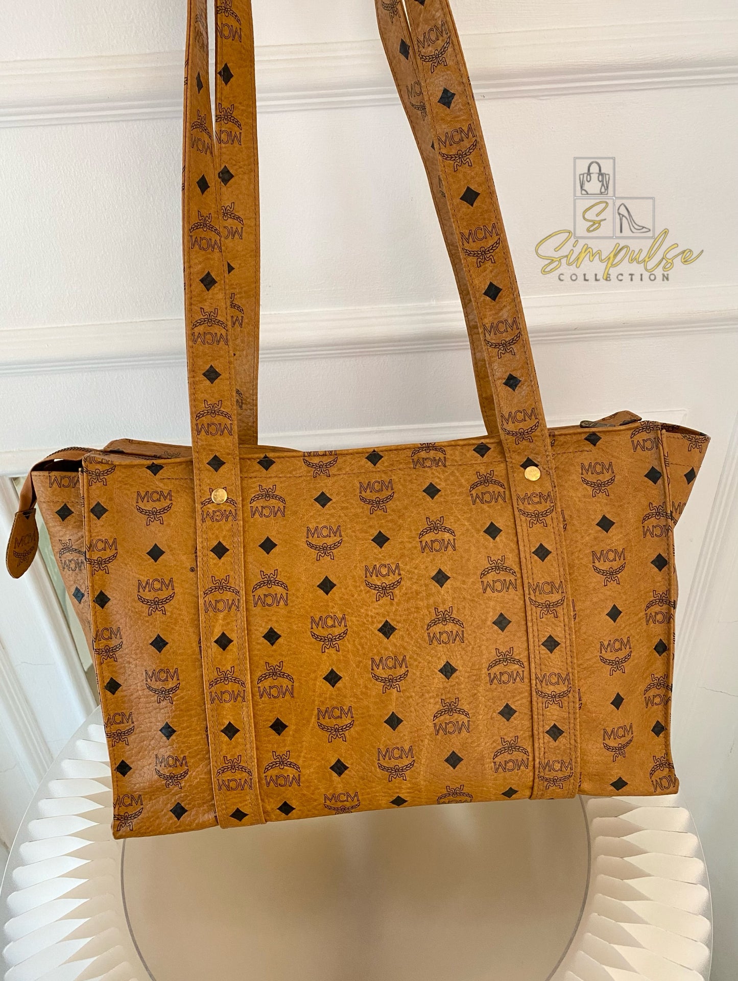 MCM Visetos Monogram Brown Tote Bag