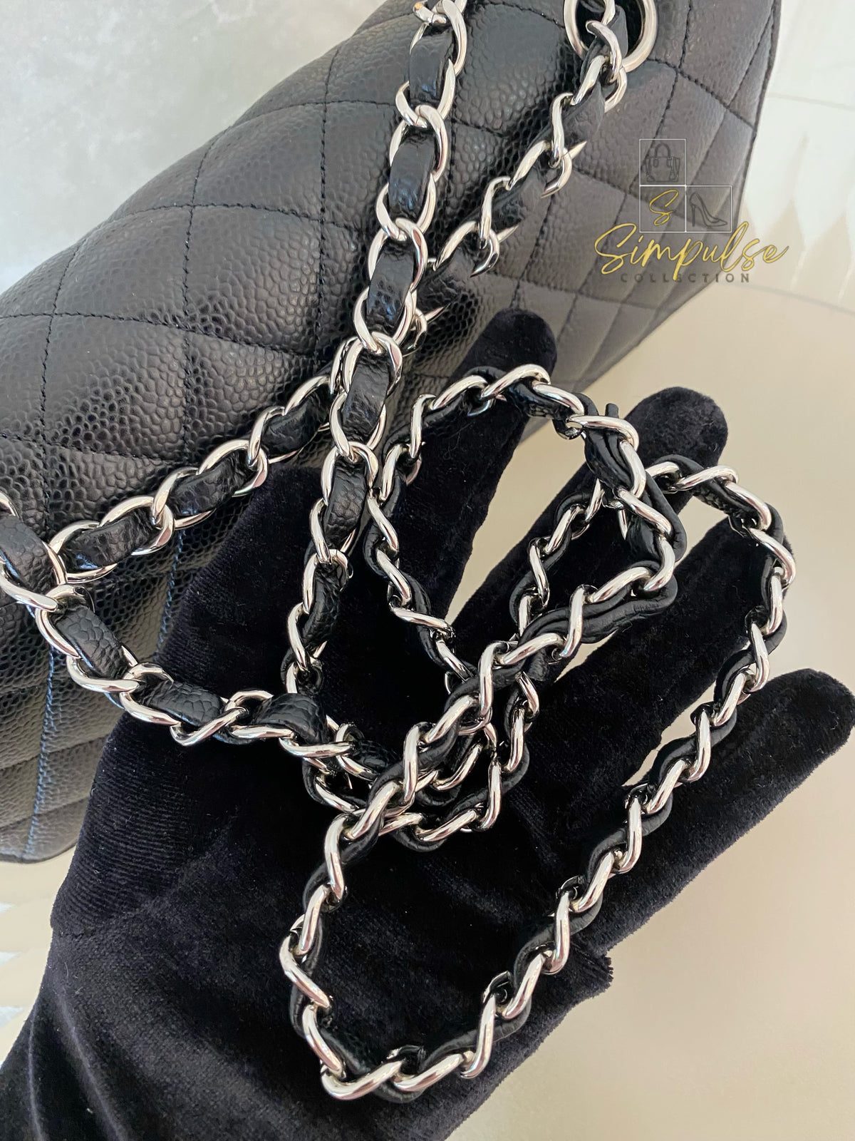 CHANEL DOUBLE FLAP BLACK MEDIUM CAVIAR SHW
