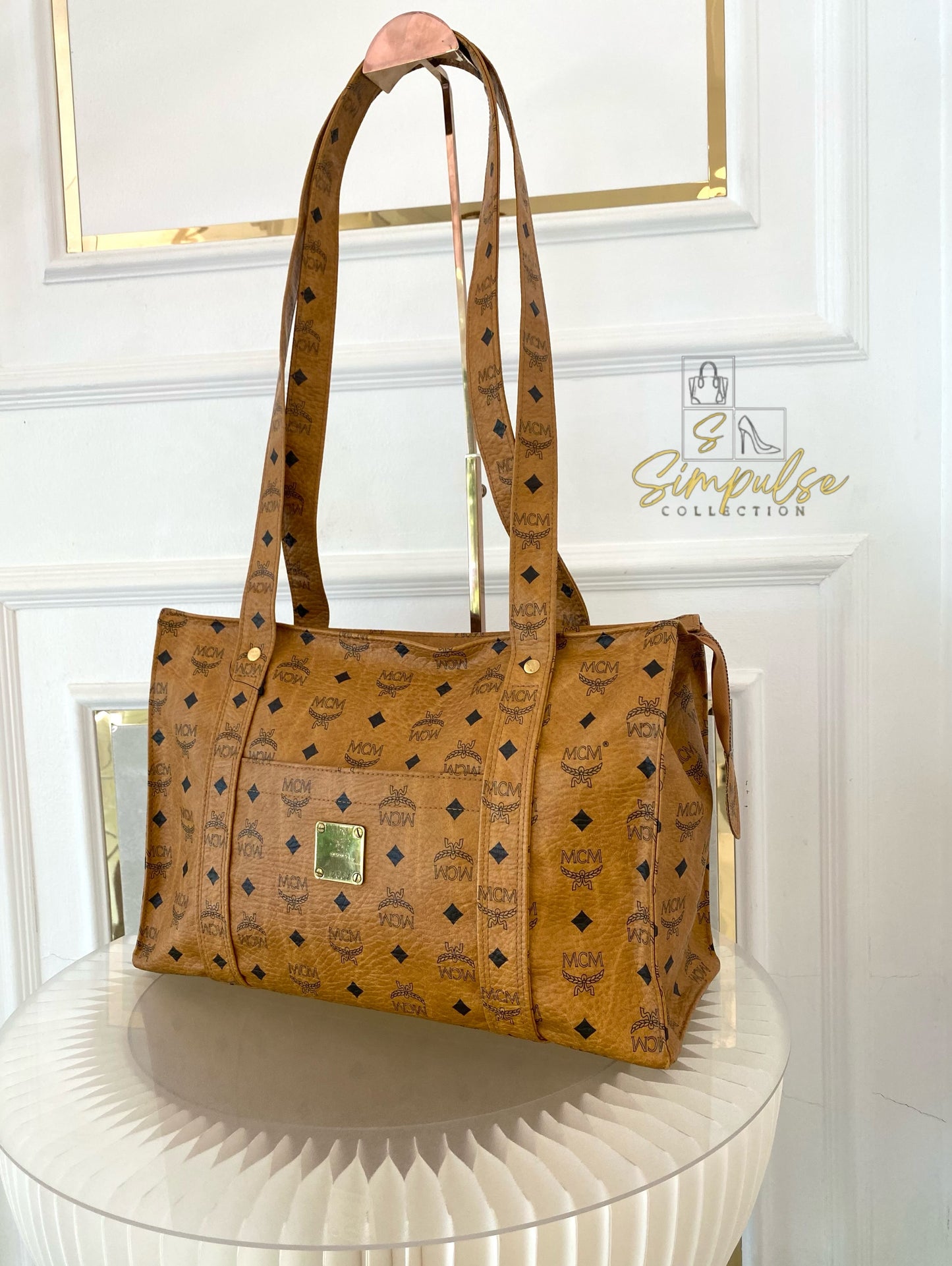 MCM Visetos Monogram Brown Tote Bag