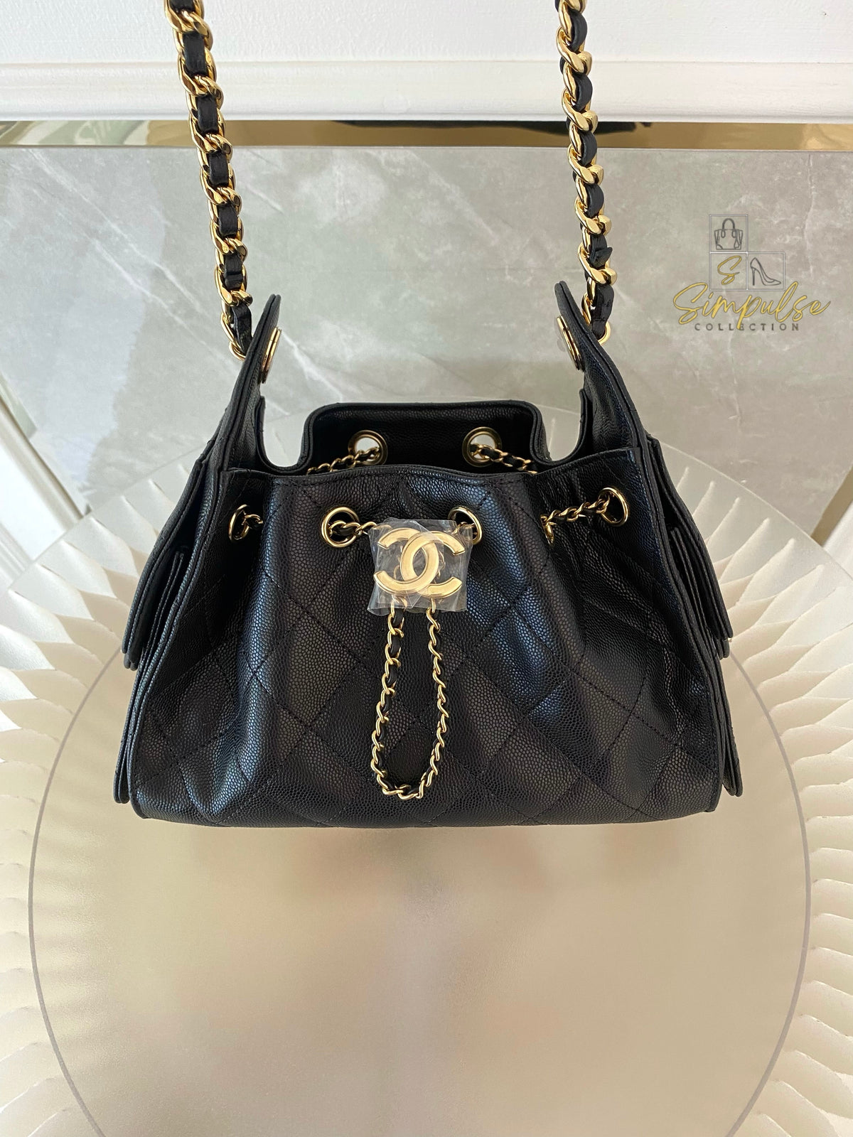 CHANEL C25 MINI CAVIAR BLACK GHW