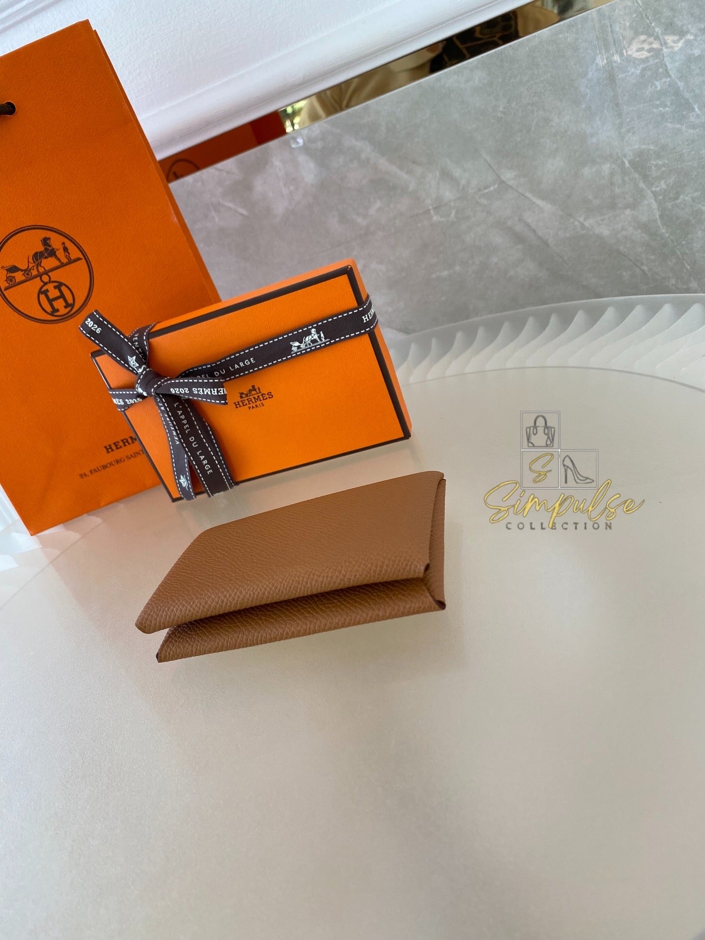 Hermes Calvi Gold Tan