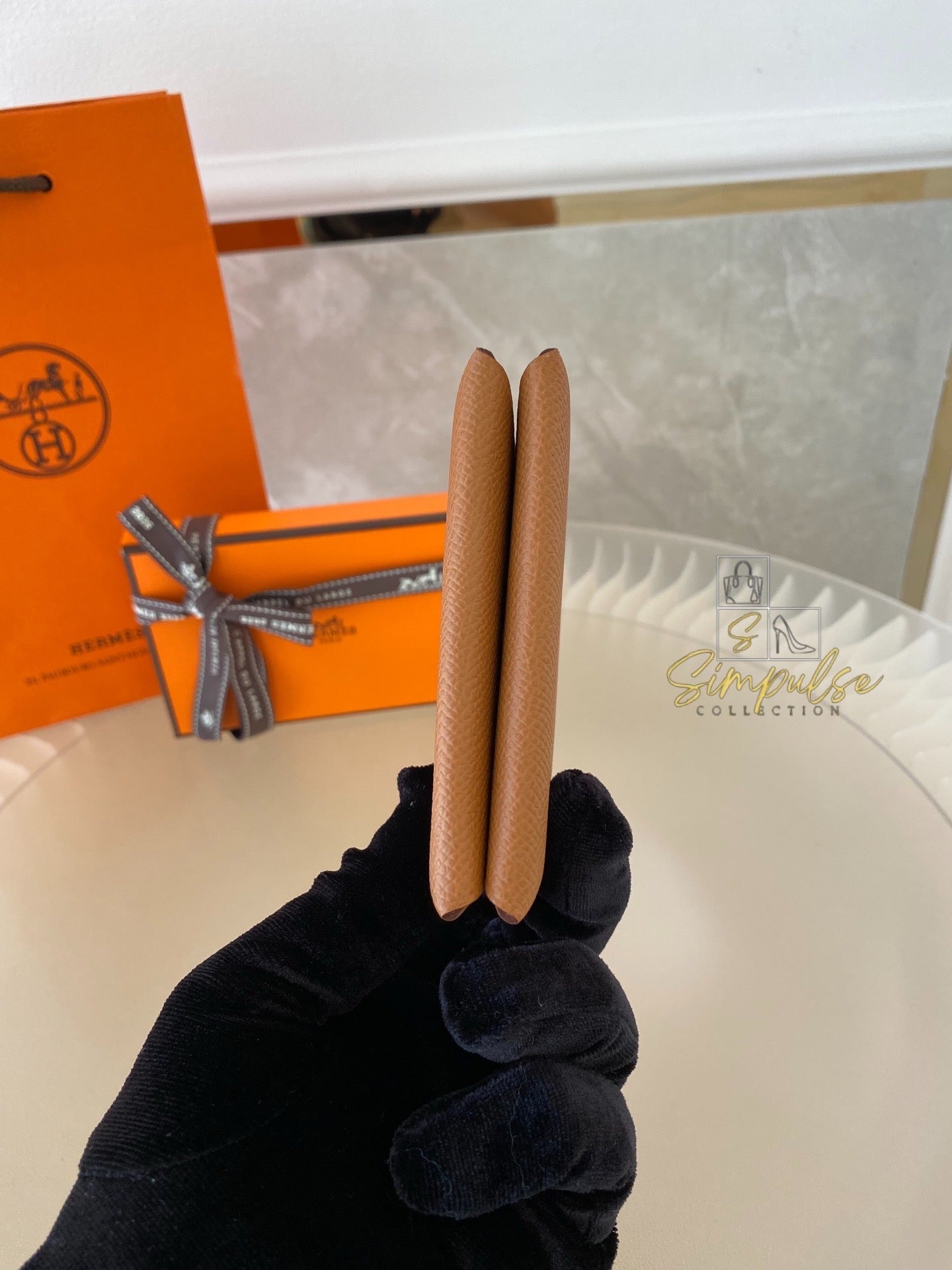 Hermes Calvi Gold Tan