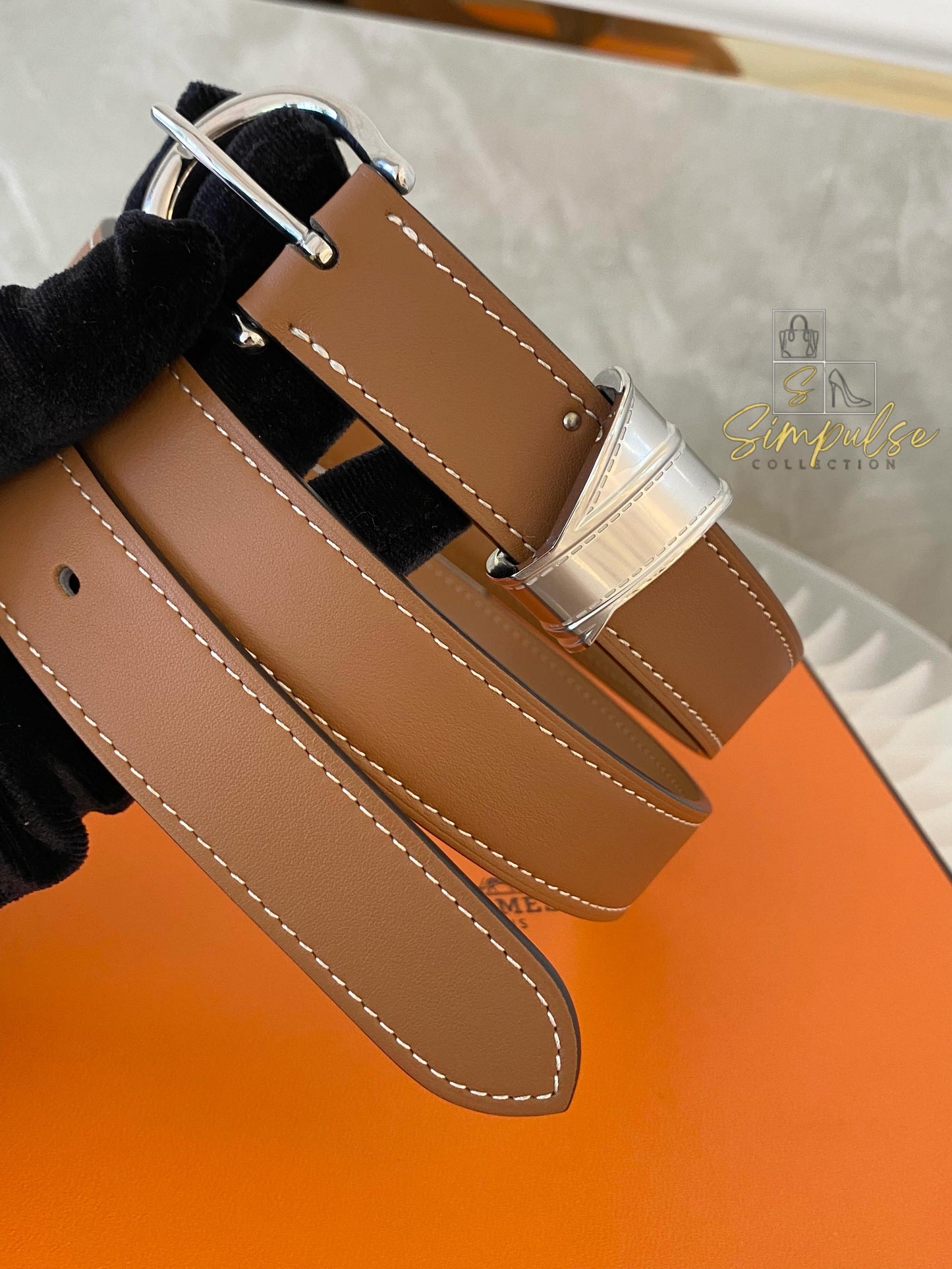 Hermes Gold Tan Belt