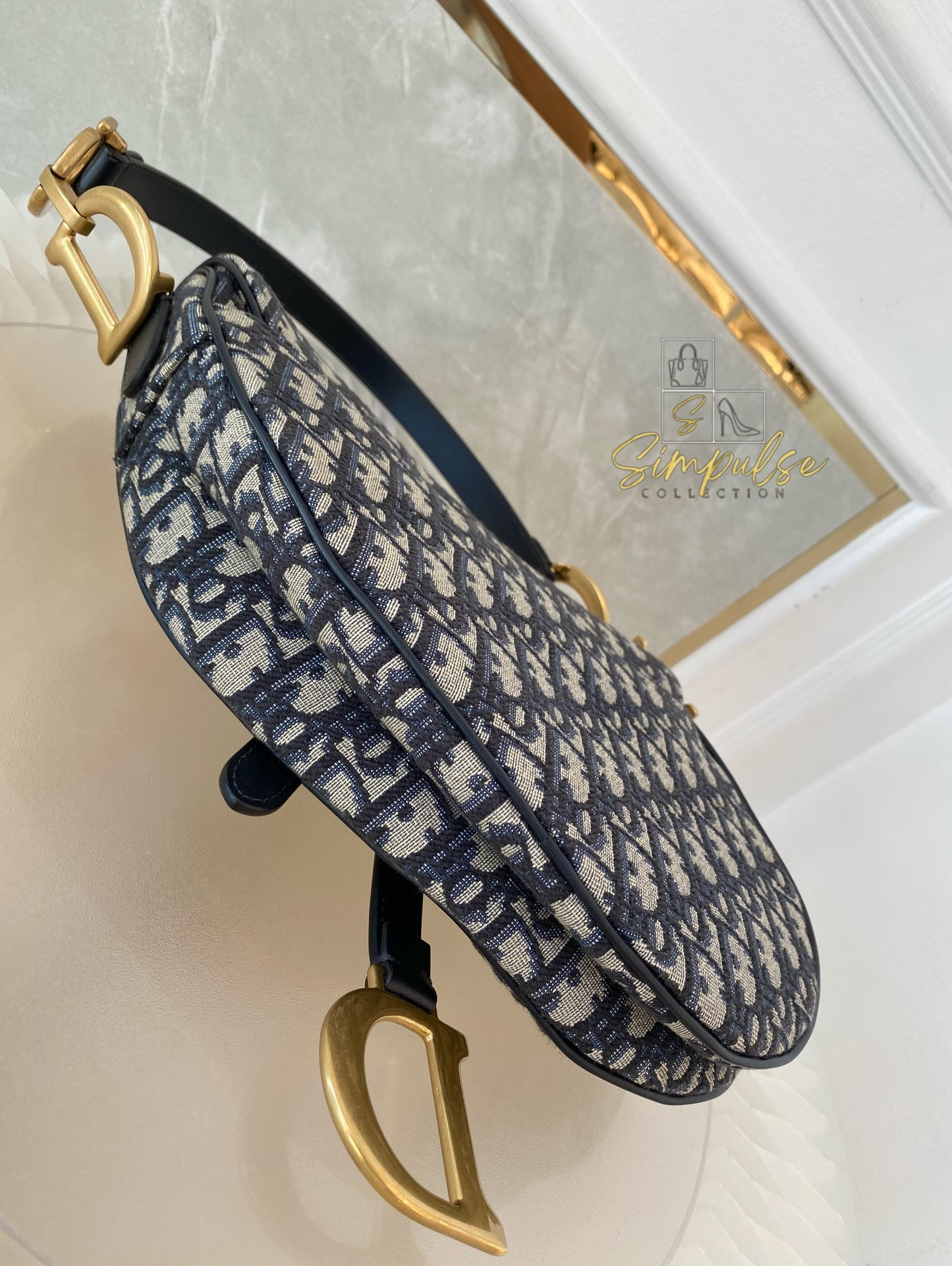 Dior Saddle Medium Blue in GHW