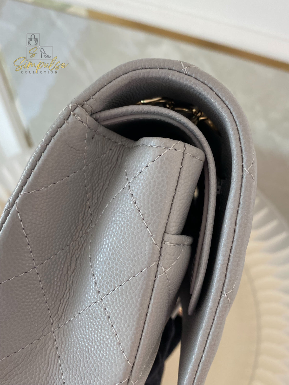 CHANEL CLASSIC MEDIUM DOUBLE FLAP DOVE GRAY