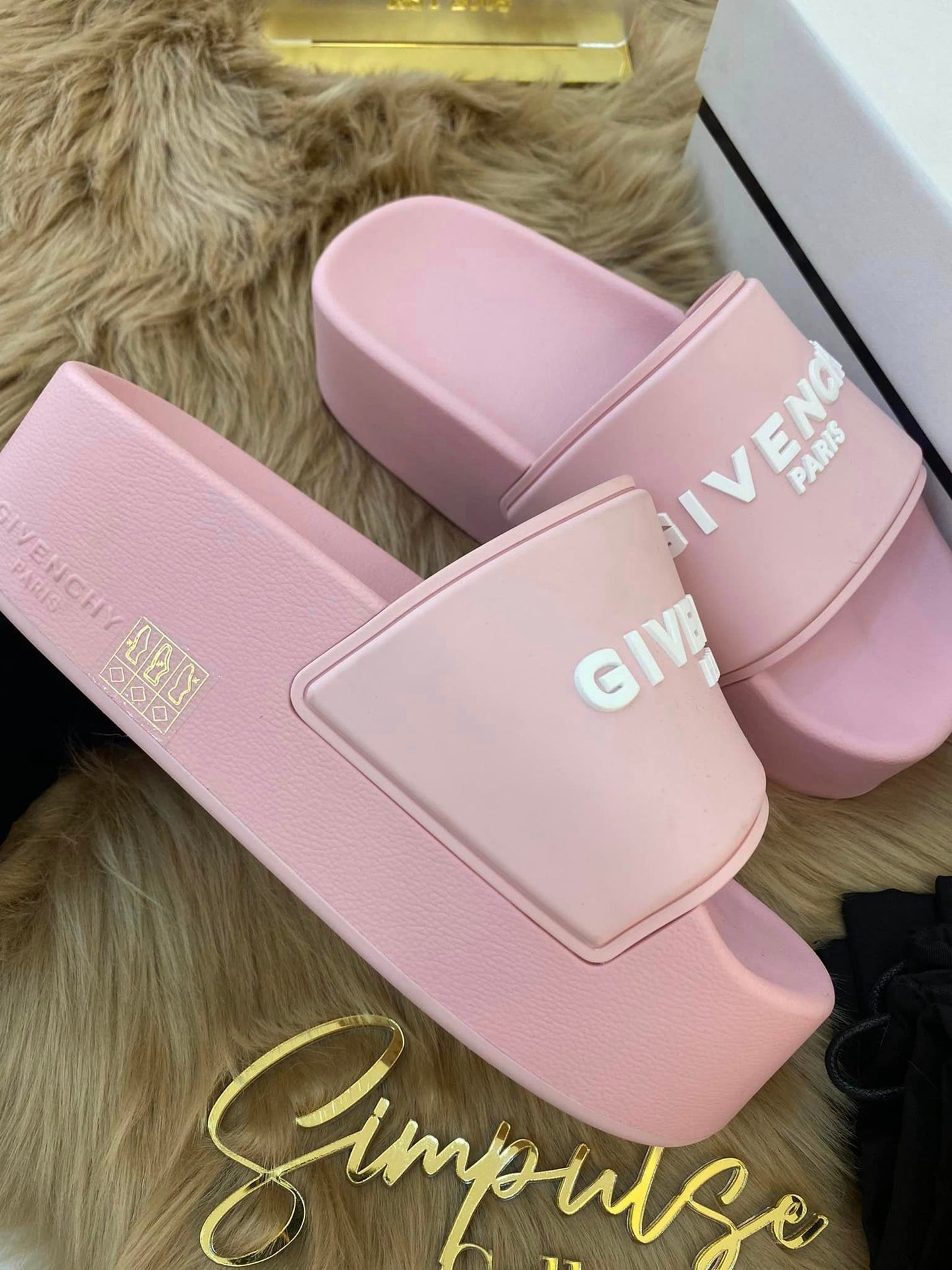 G Blossom Pink Platform Slide Sandals