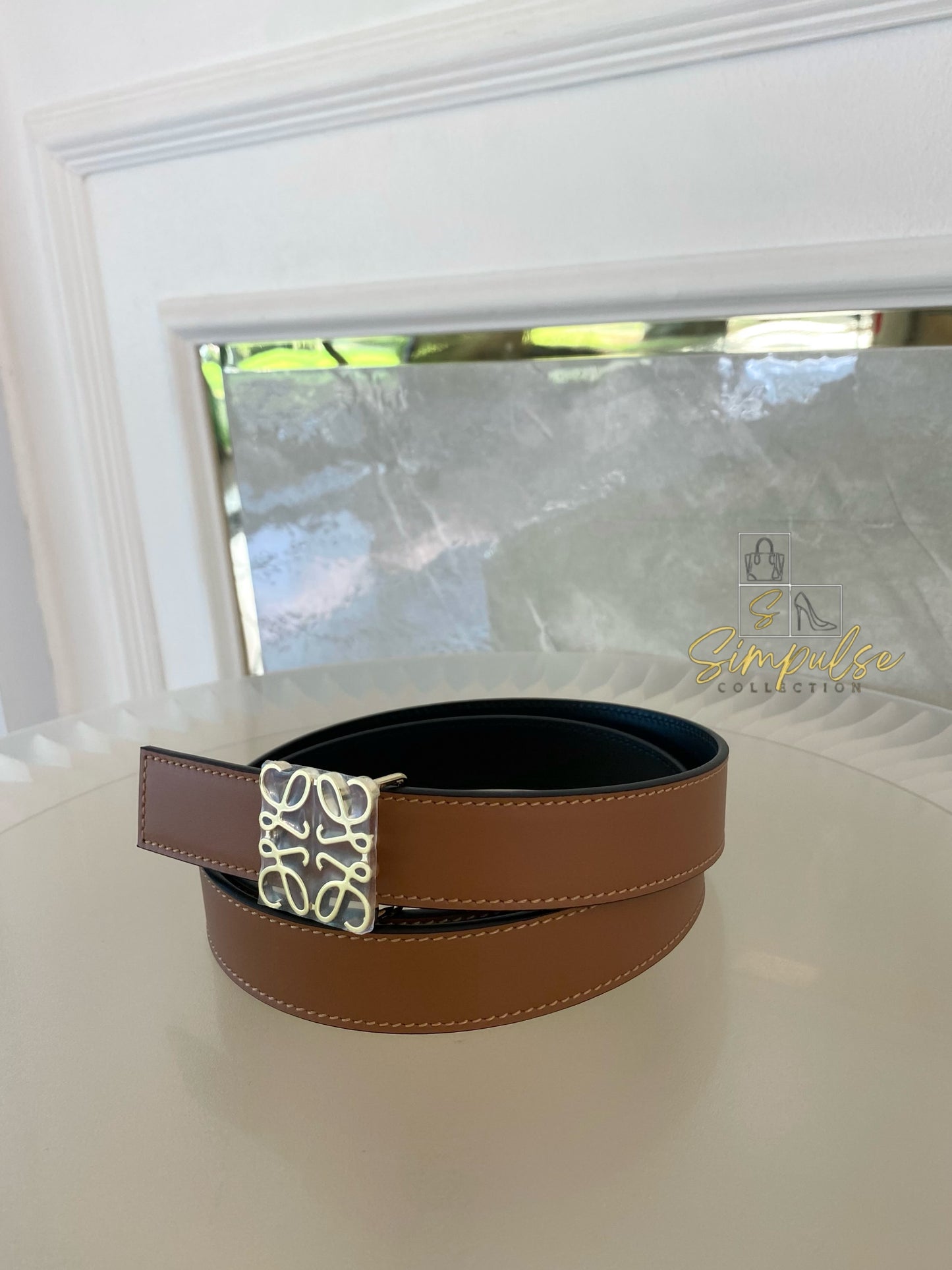 LOEWE BELT TAN/BLACK REVERSIBLE