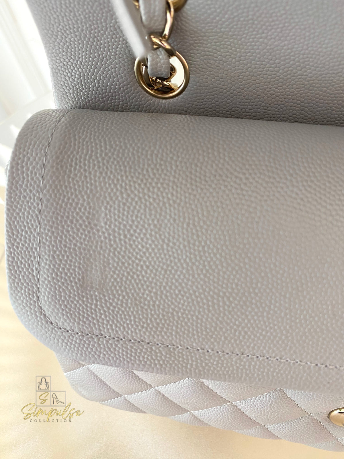 CHANEL CLASSIC MEDIUM DOUBLE FLAP DOVE GRAY
