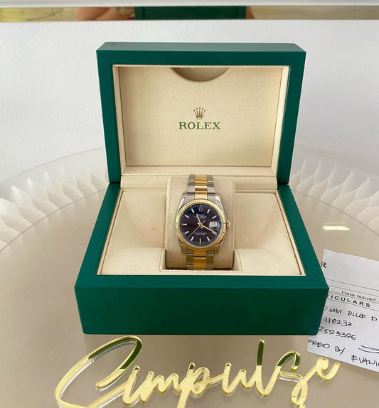 Rolex Datejust Two Tone Blue face Stick Dial