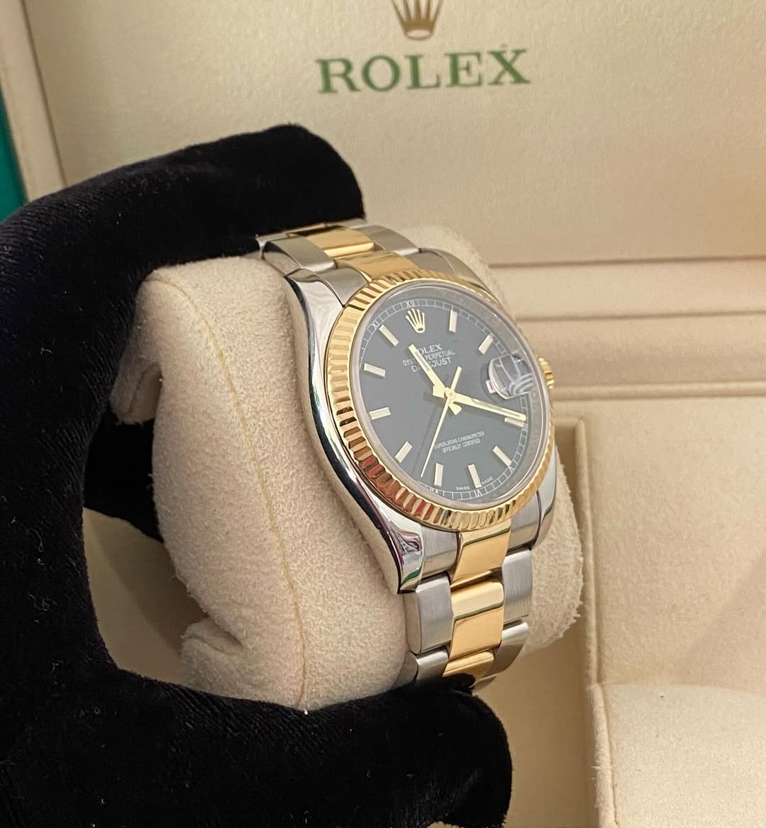 Rolex Datejust Two Tone Blue face Stick Dial