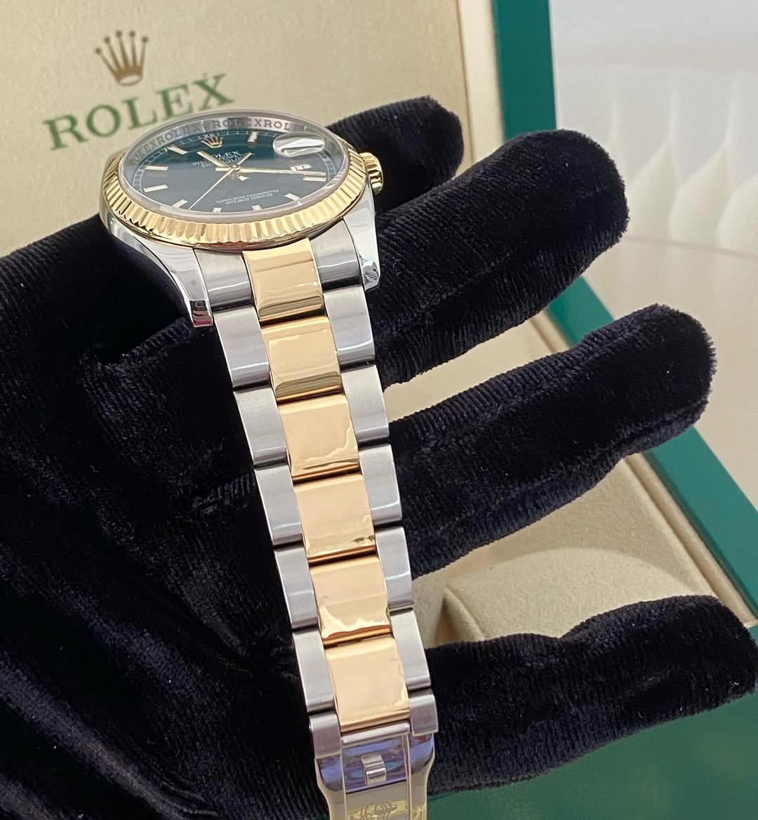 Rolex Datejust Two Tone Blue face Stick Dial