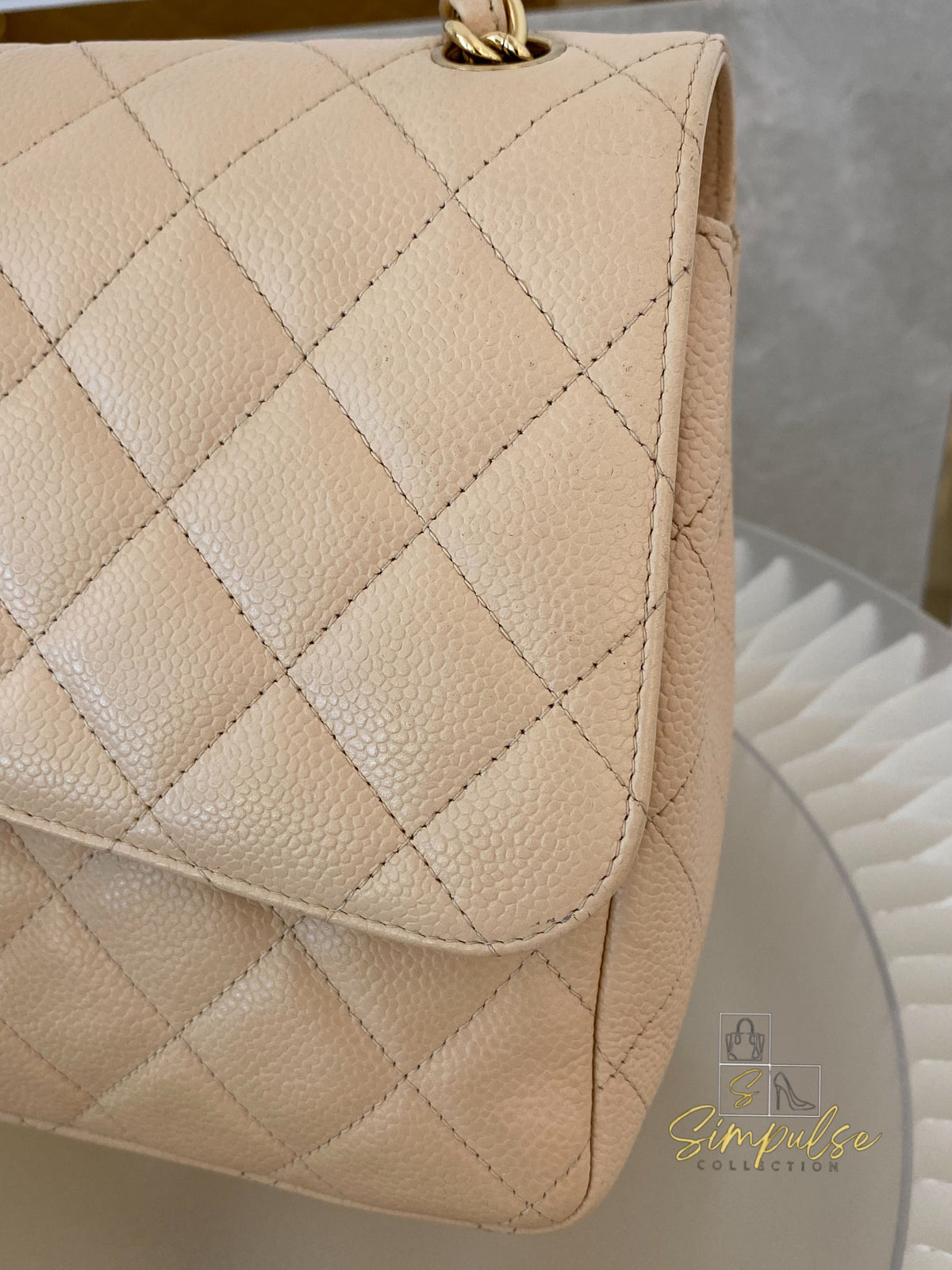 CHANEL JUMBO DOUBLE FLAP BEIGE CAVIAR