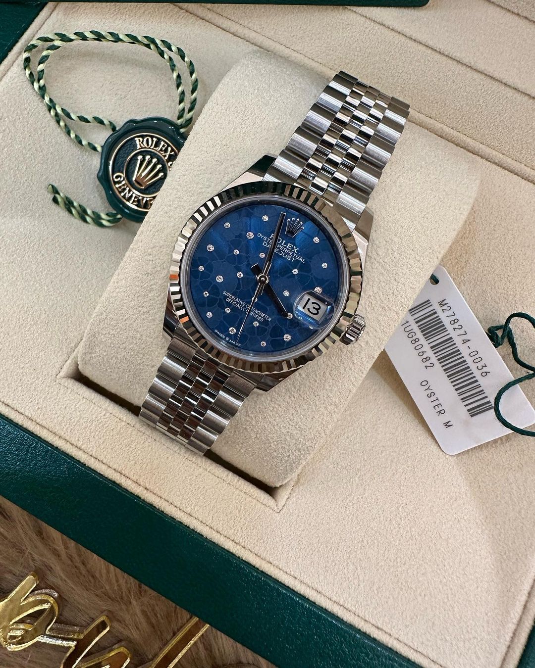 Datejust All Steel 31mm Azzurro Blue Motif Diamond Dial Jubilee