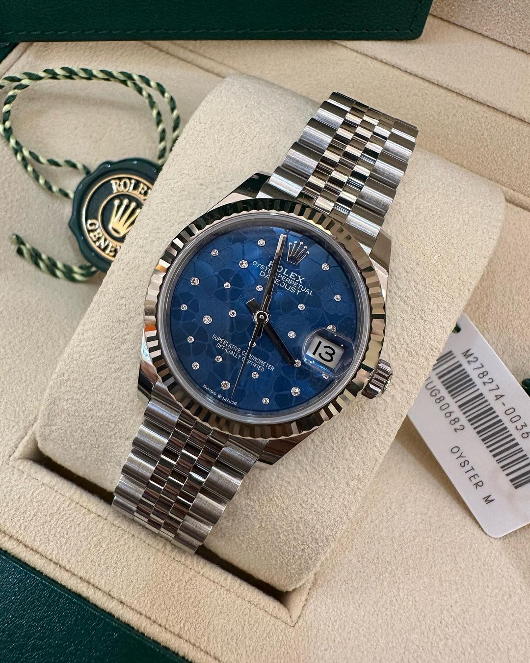 Datejust All Steel 31mm Azzurro Blue Motif Diamond Dial Jubilee