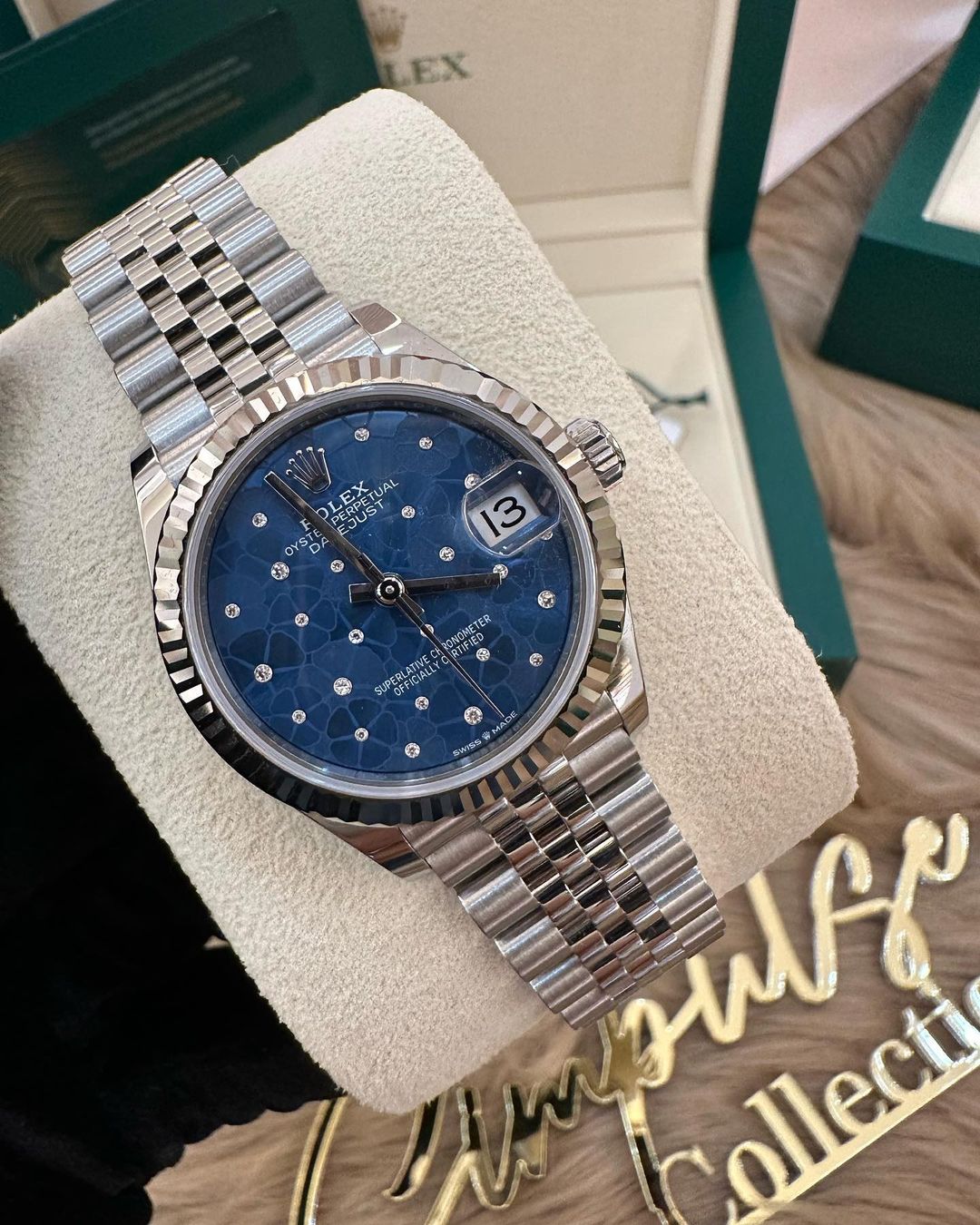 Datejust All Steel 31mm Azzurro Blue Motif Diamond Dial Jubilee