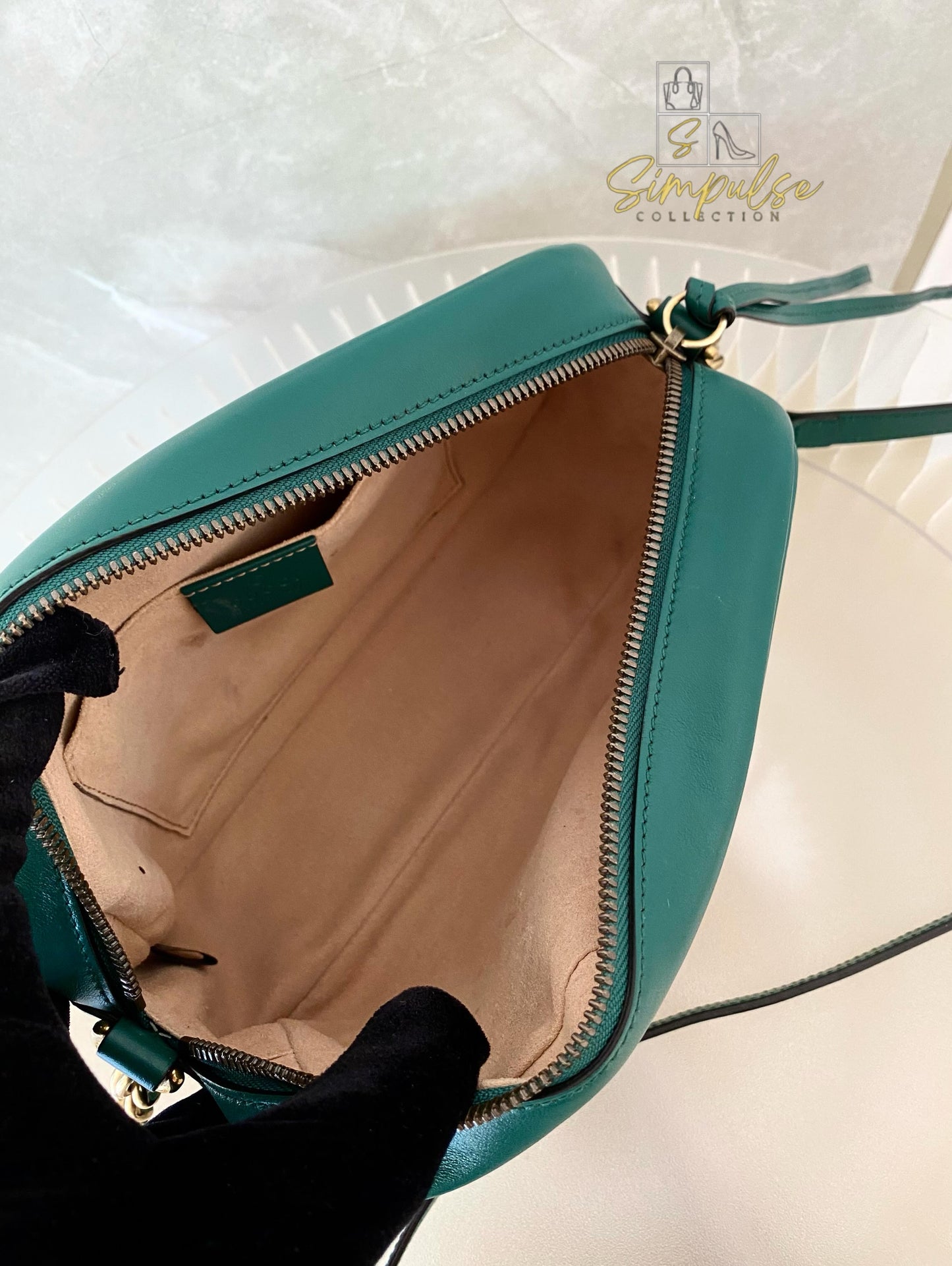 Gucci Marmont Calfskin Matelasse Small Gg Green