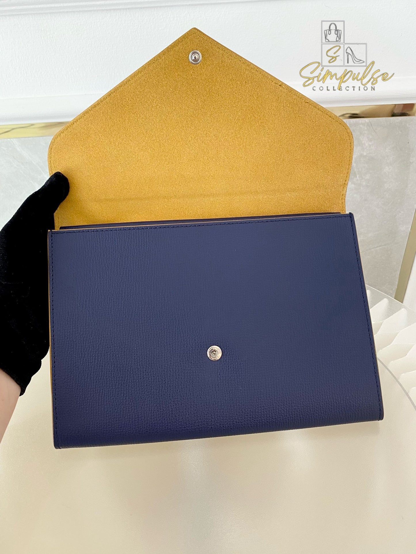 Salvatore Ferragamo Navy Blue Envelope