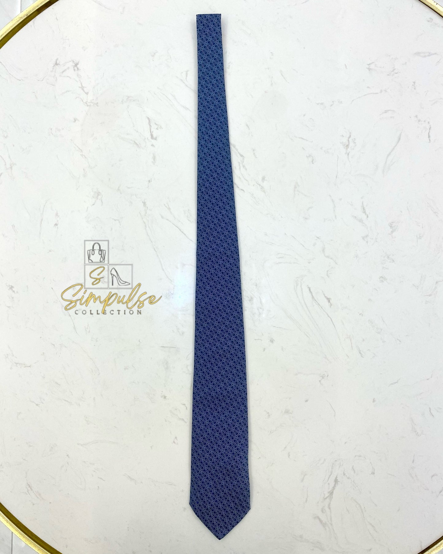 HERMES BLUE SILK TIE