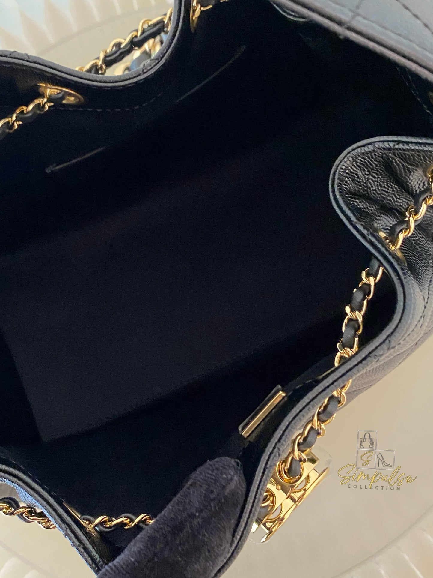 CHANEL C25 SMALL BLACK CAVIAR GHW