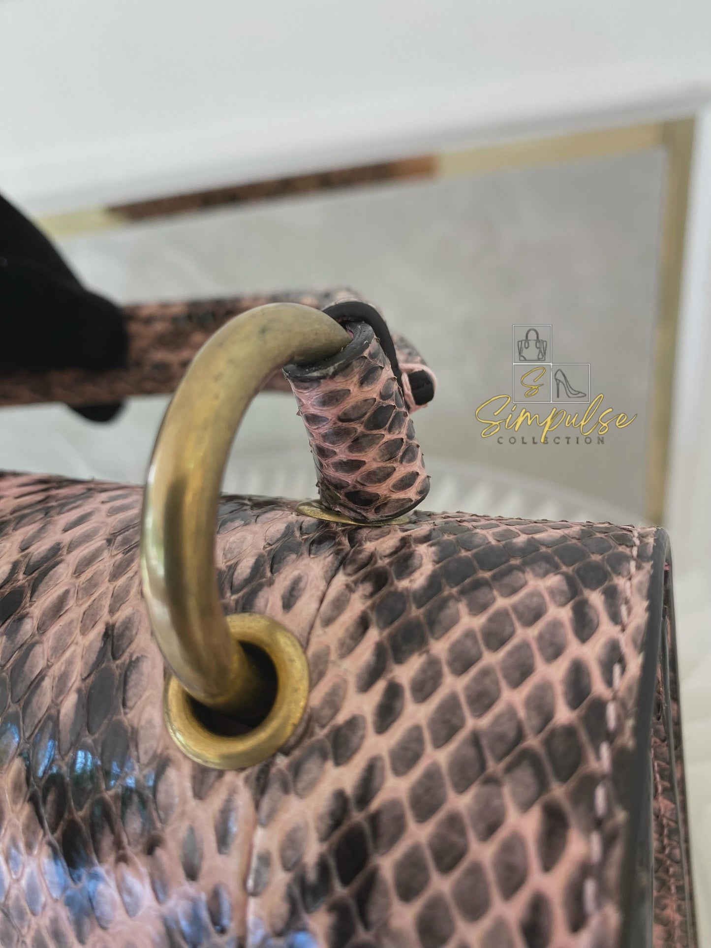 Gucci Queen Margaret Small Snakeskin Top Handle in Pink