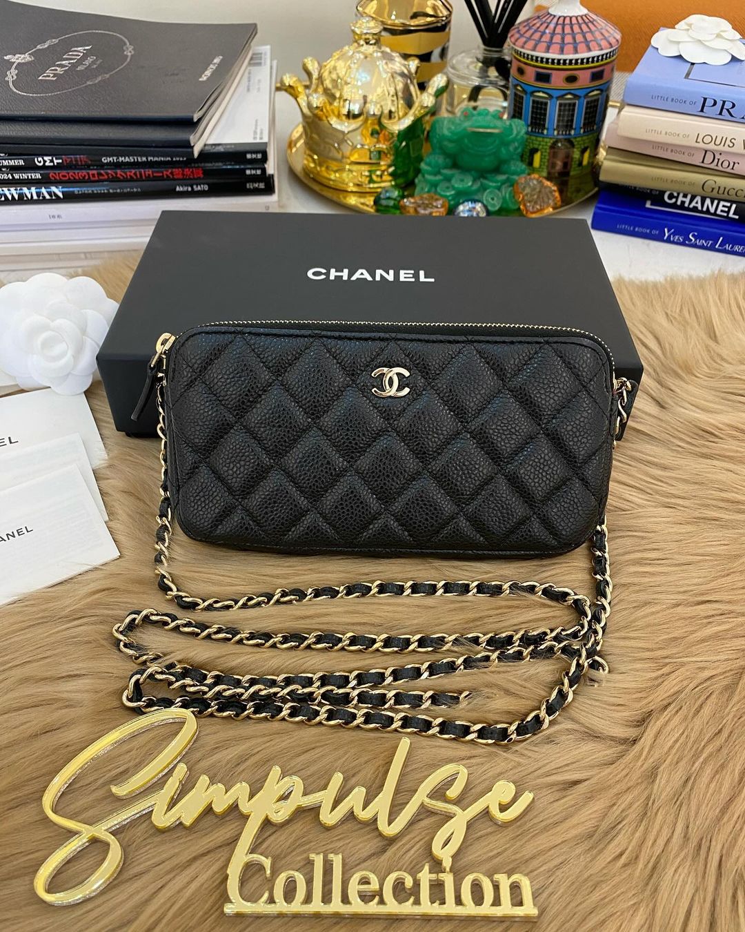 C WOC Double Zip Black Caviar GHW