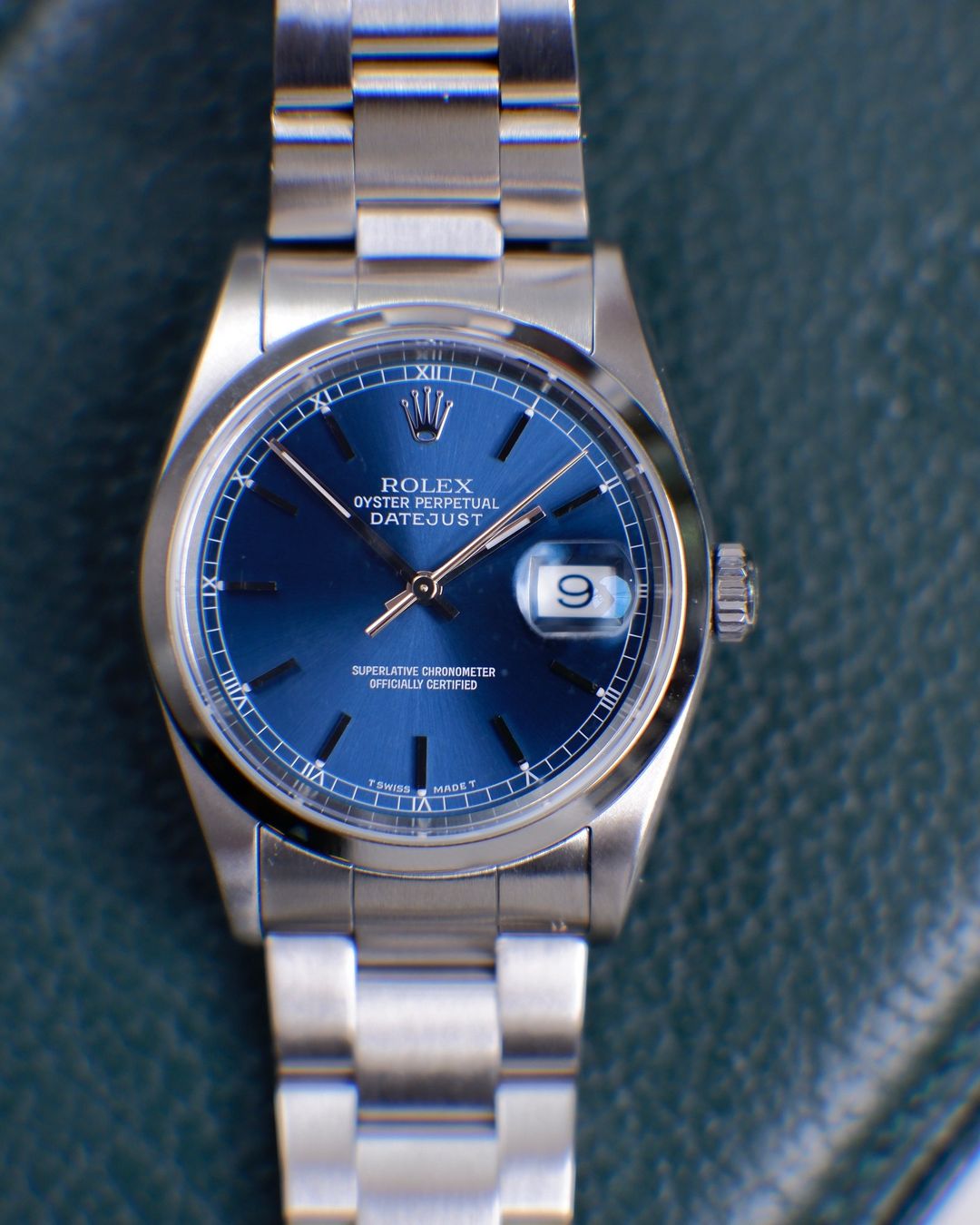 R Datejust All Steel Blue Face w/ Dial Stick Dial