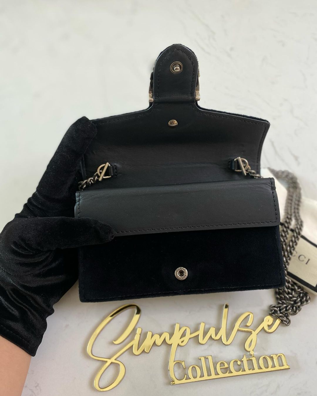 Gucci Dionysus Velvet Crystal Super Mini Black