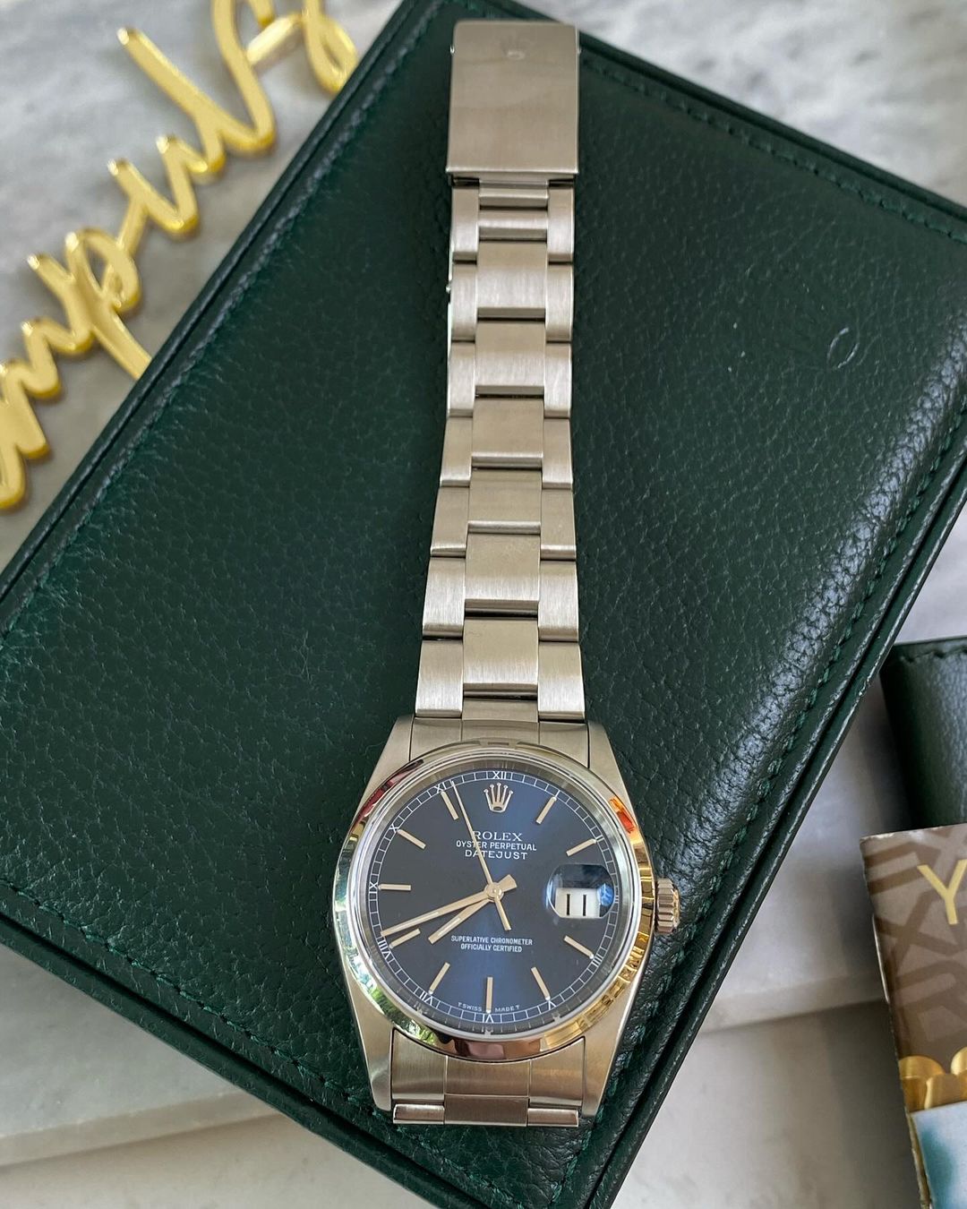 R Datejust All Steel Blue Face w/ Dial Stick Dial