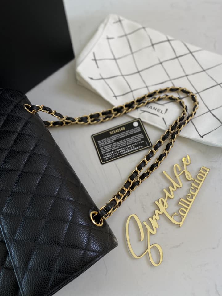 Classic Medium Double Flap Caviar GHW