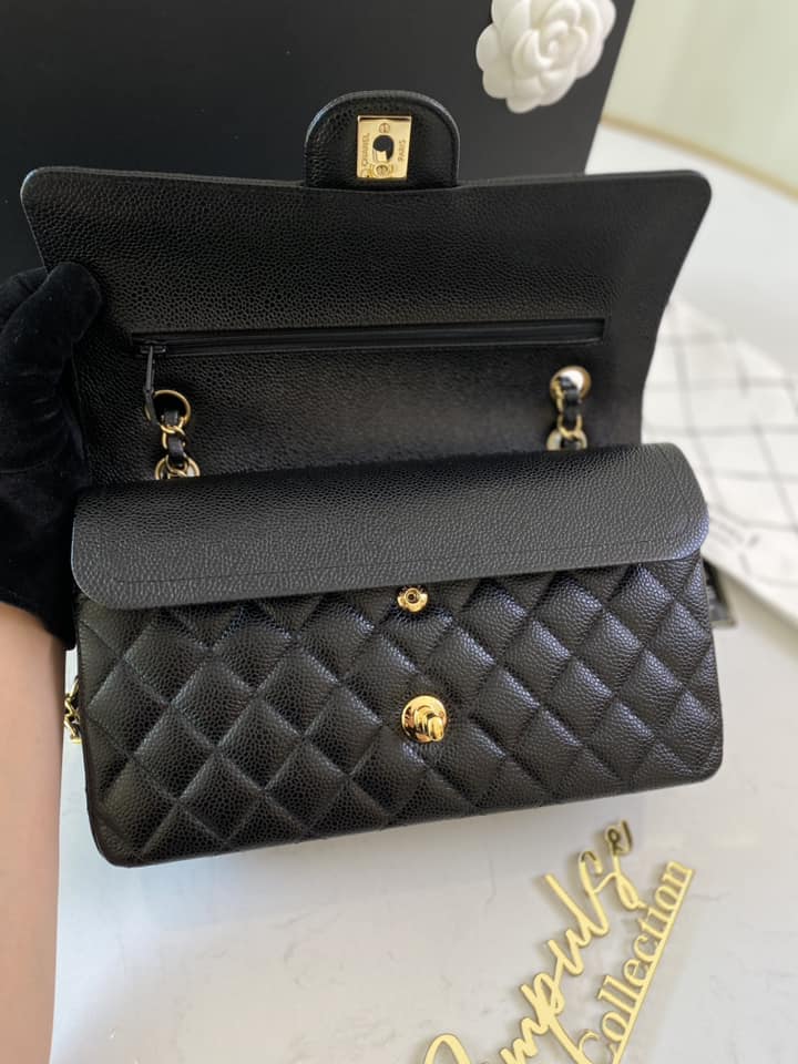 Classic Medium Double Flap Caviar GHW