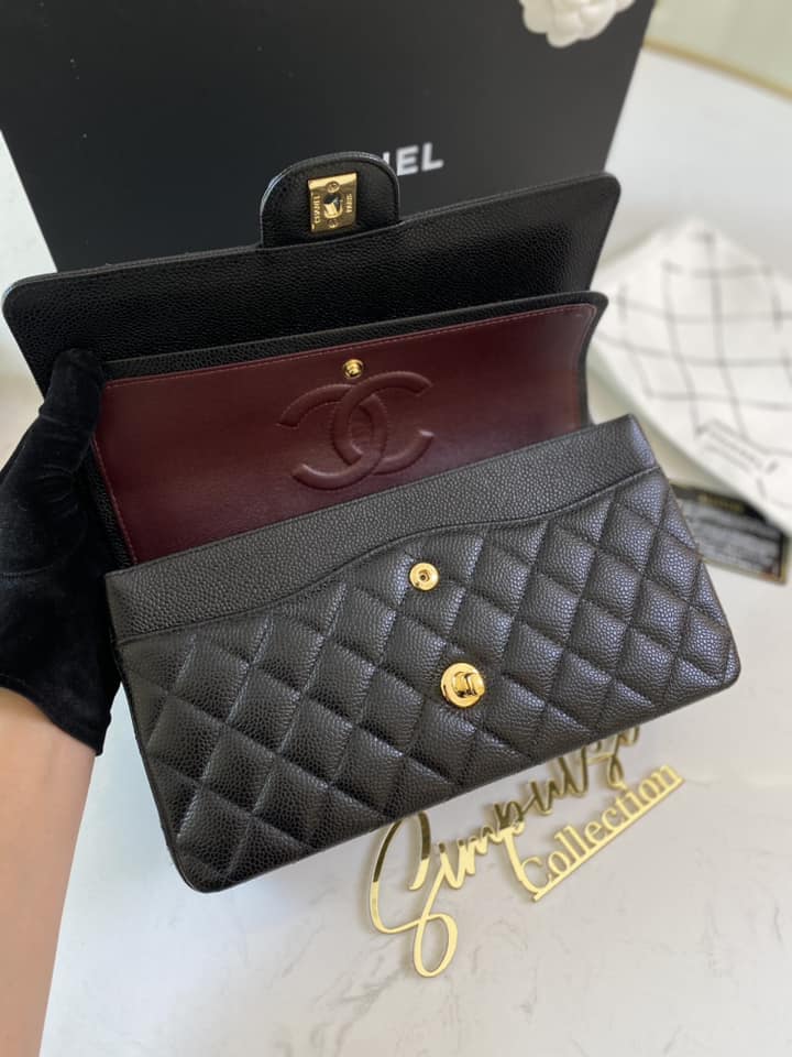 Classic Medium Double Flap Caviar GHW