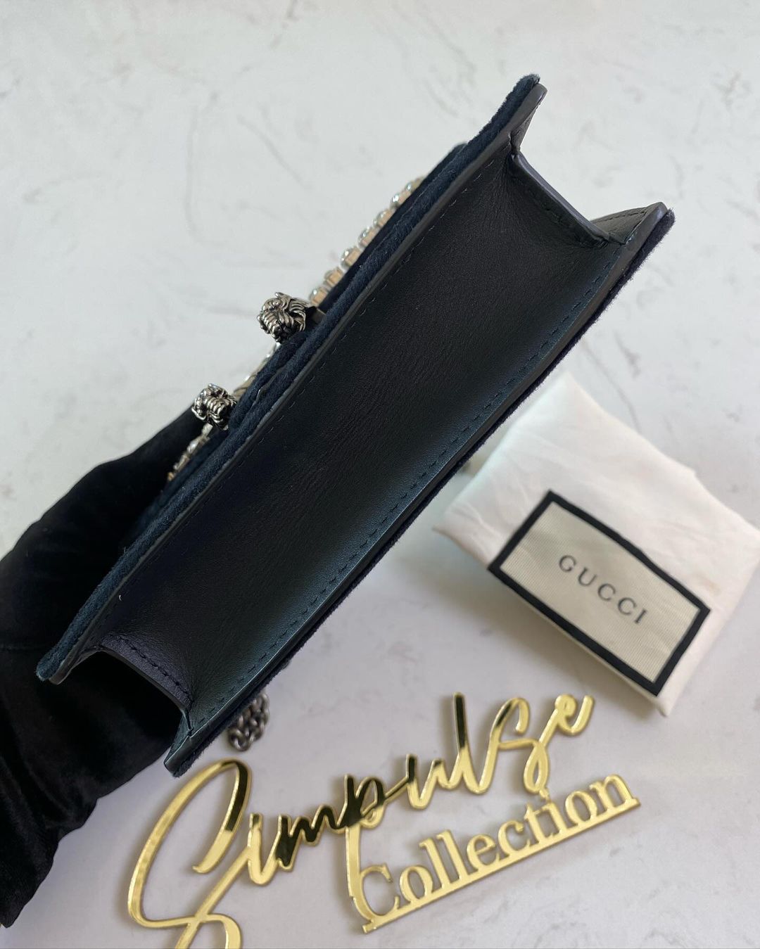 Gucci Dionysus Velvet Crystal Super Mini Black