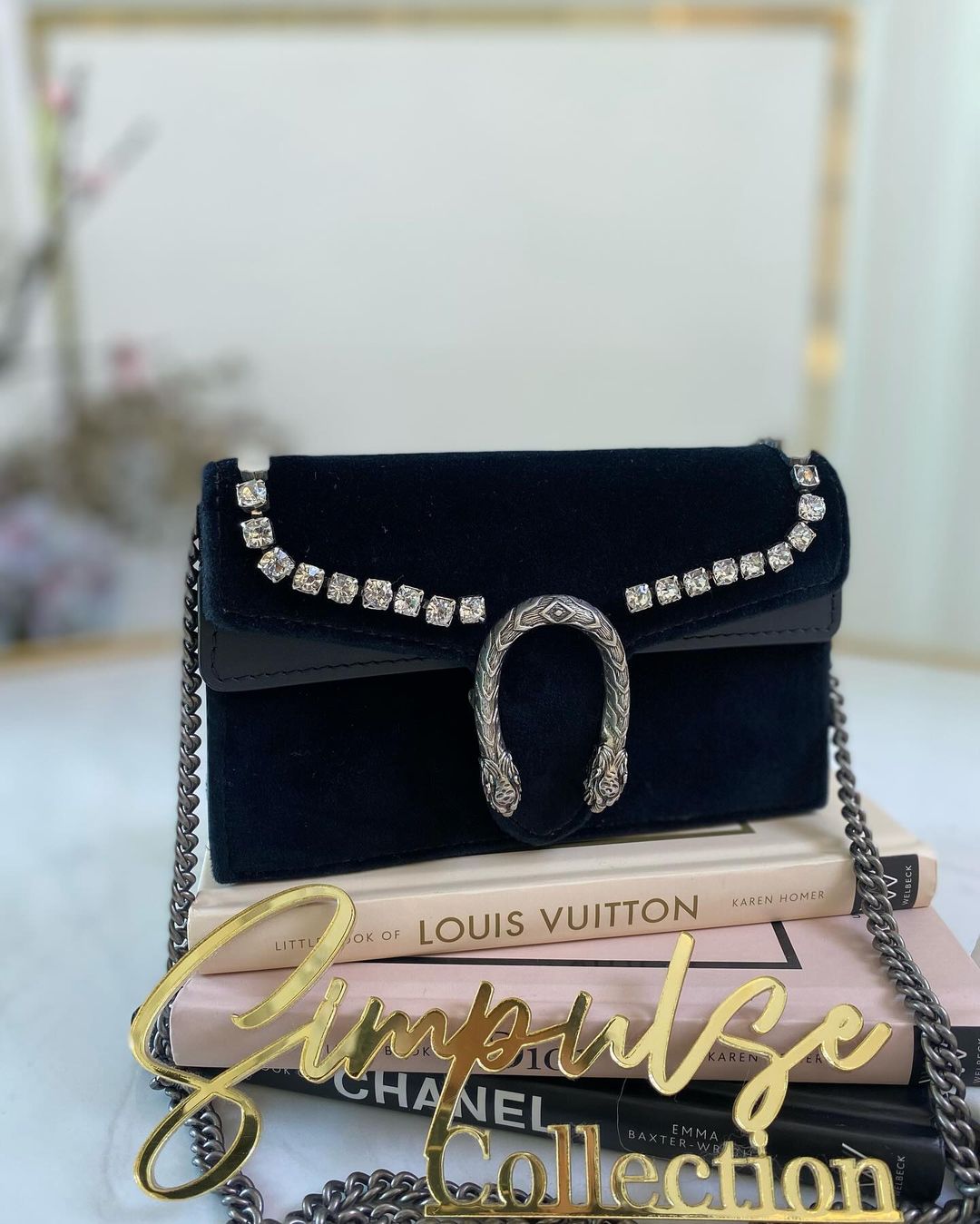 Gucci Dionysus Velvet Crystal Super Mini Black